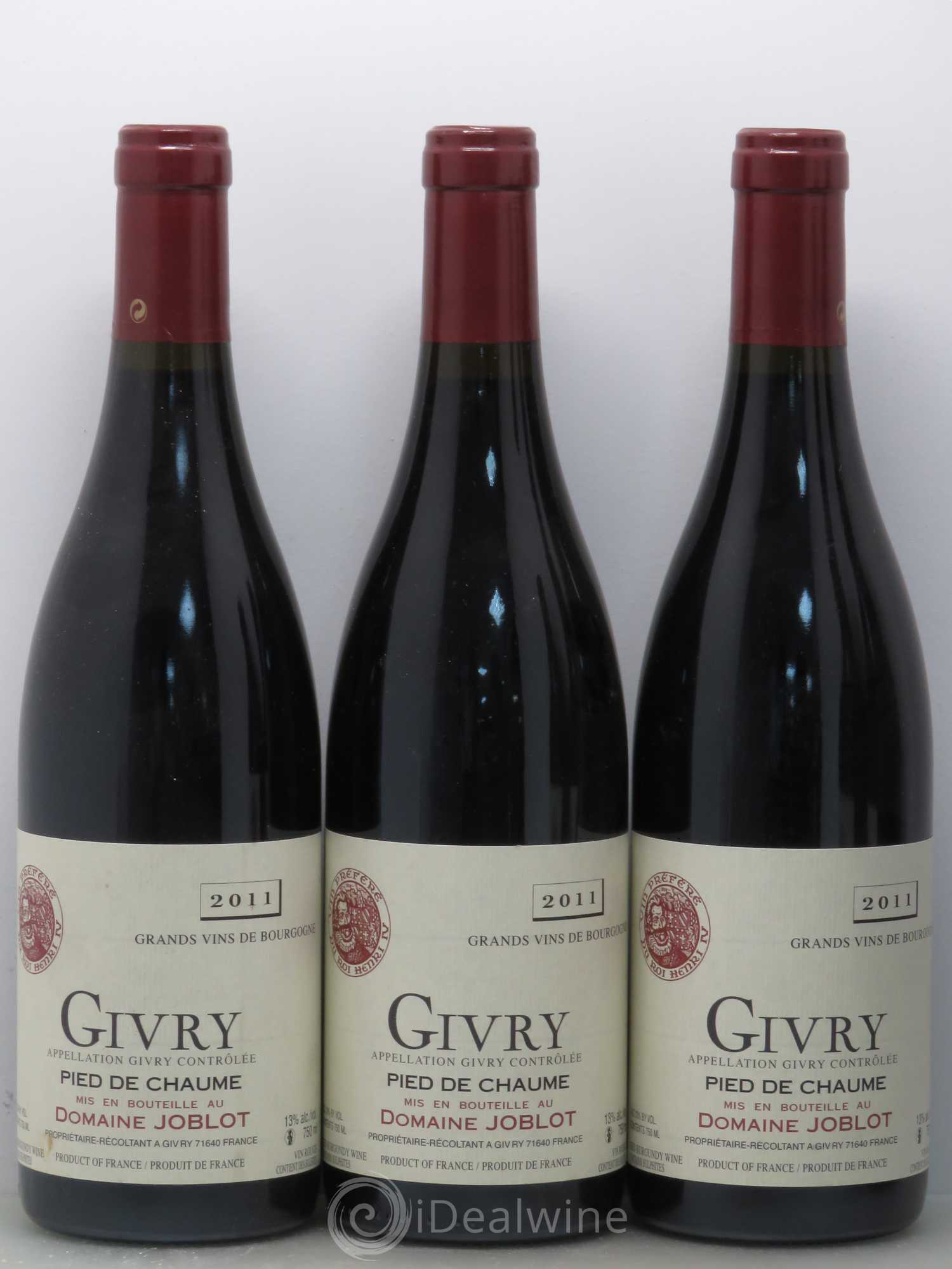 Givry Pied de Chaume Joblot (Domaine) 2011 - Lot de 5 bouteilles - 1