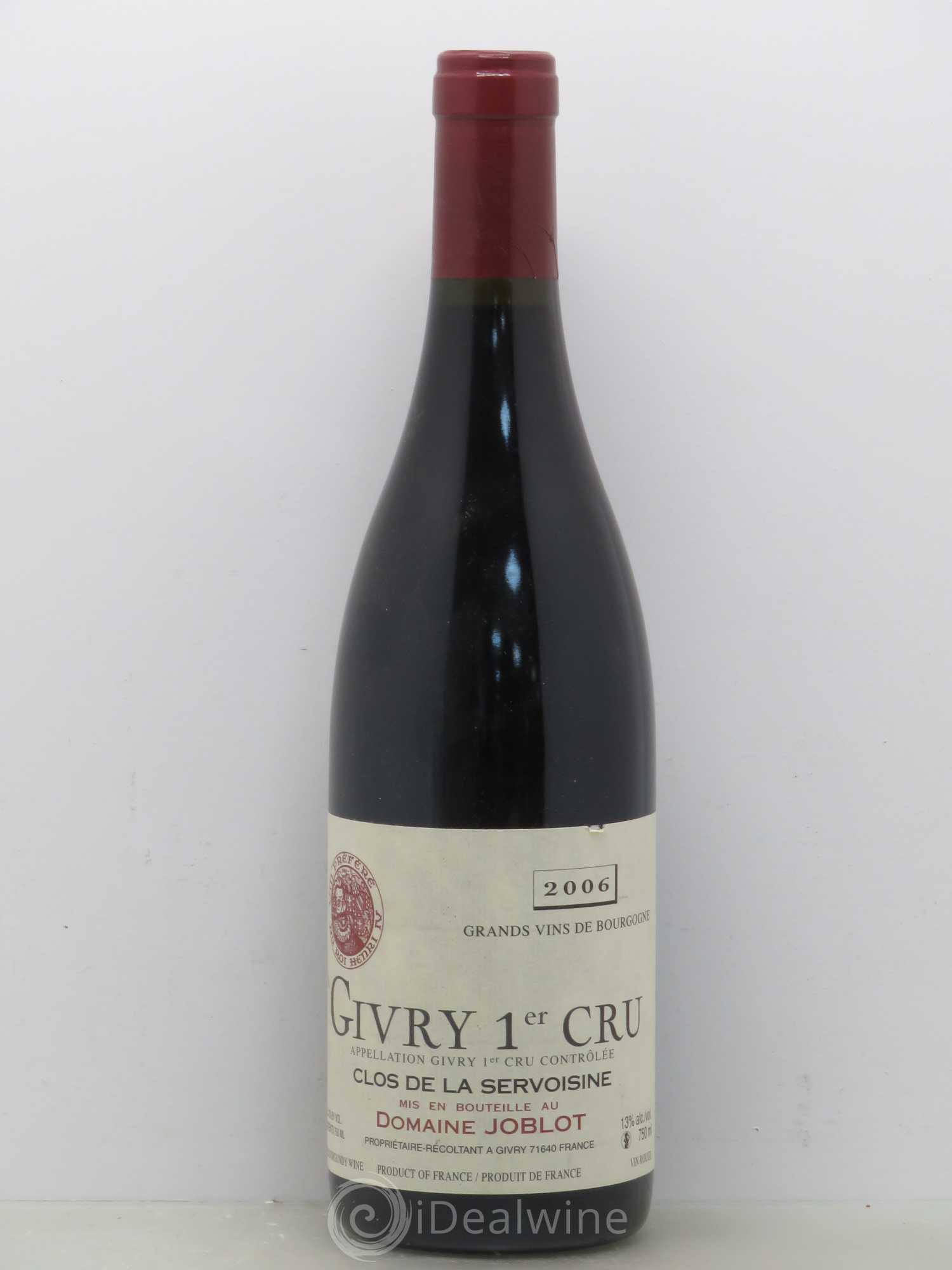 Givry 1er Cru Servoisine Joblot (Domaine) 2006 - Lot de 1 bouteille - 0