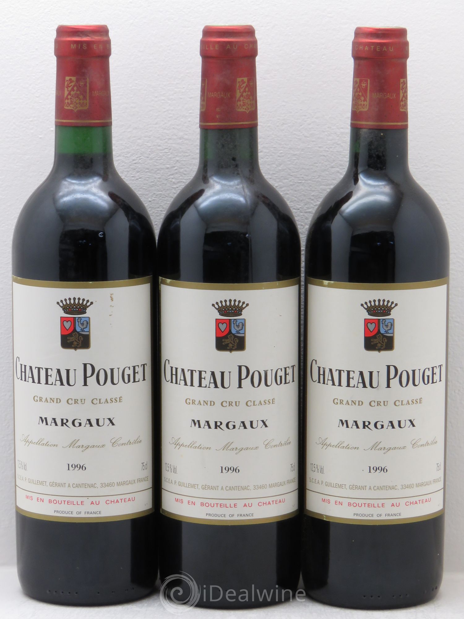 Château Pouget 4ème Grand Cru Classé 1996 - Lot de 3 bouteilles - 0