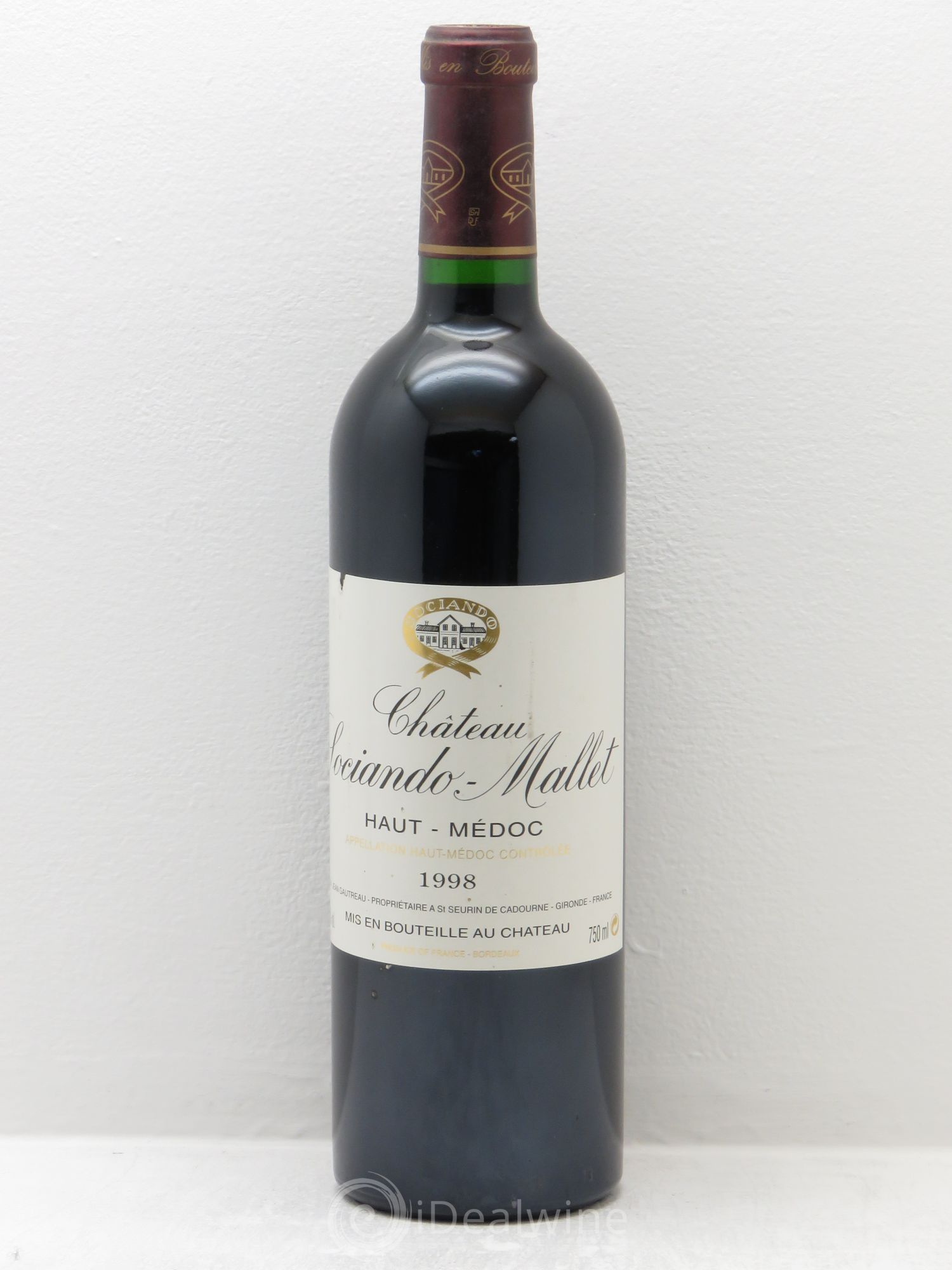 Château Sociando Mallet 1998 - Lot de 1 bouteille - 0