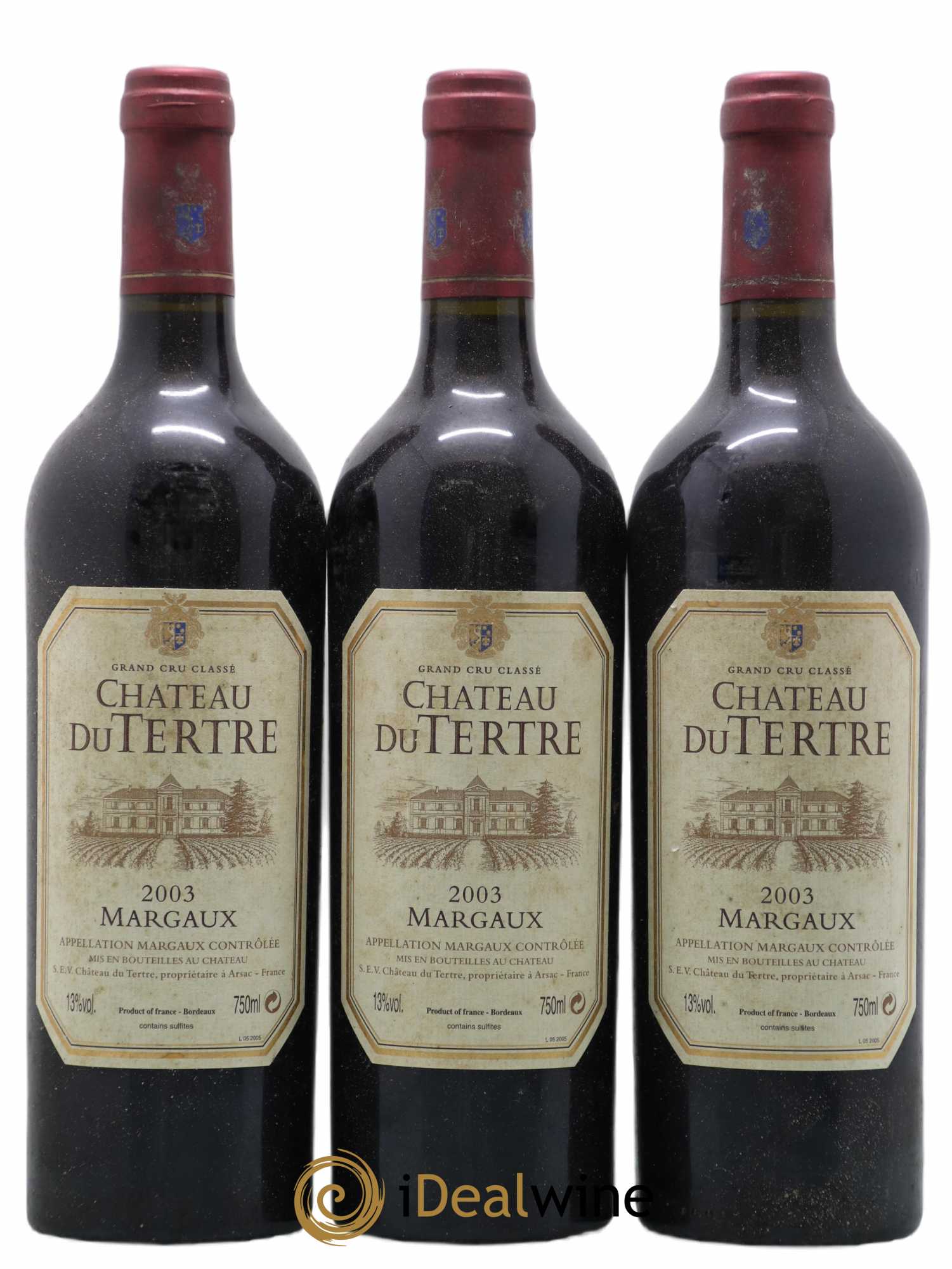 Château du Tertre 5ème Grand Cru Classé 2003 - Lot de 3 bouteilles - 0