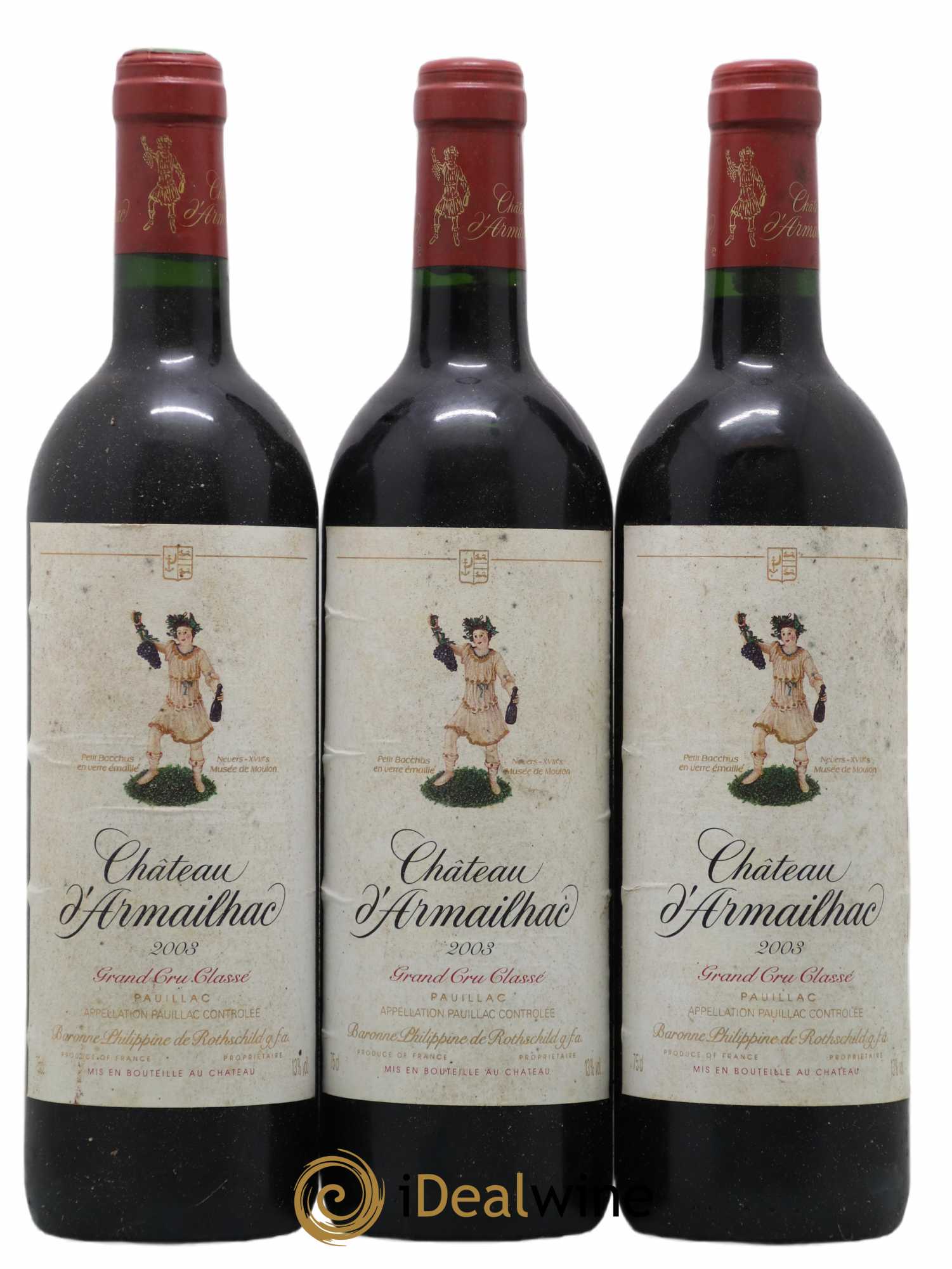 Château d' Armailhac - Mouton Baron(ne) Philippe 5ème Grand Cru Classé 2003 - Lot de 3 bouteilles - 0