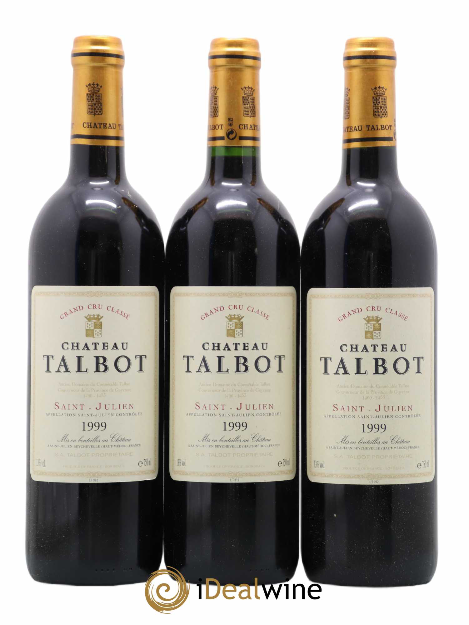 Château Talbot 4ème Grand Cru Classé 1999 - Lot de 3 bouteilles - 0