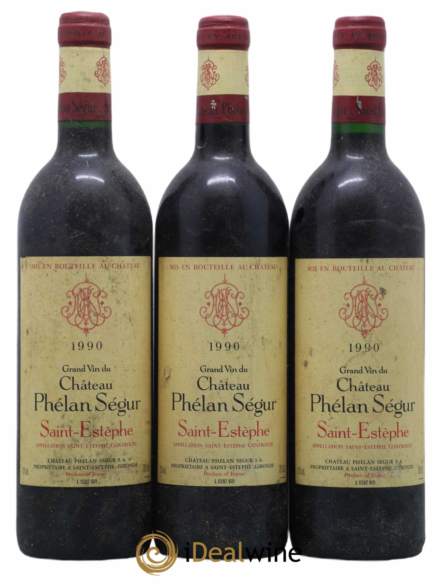 Château Phélan Ségur 1990 - Lot de 3 bouteilles - 0