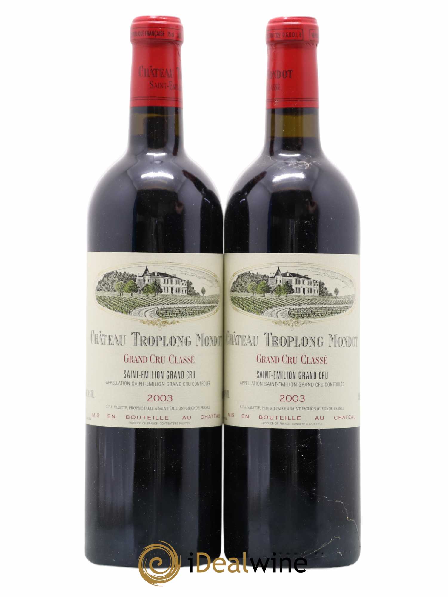 Château Troplong Mondot 1er Grand Cru Classé B 2003 - Lot de 2 bouteilles - 0