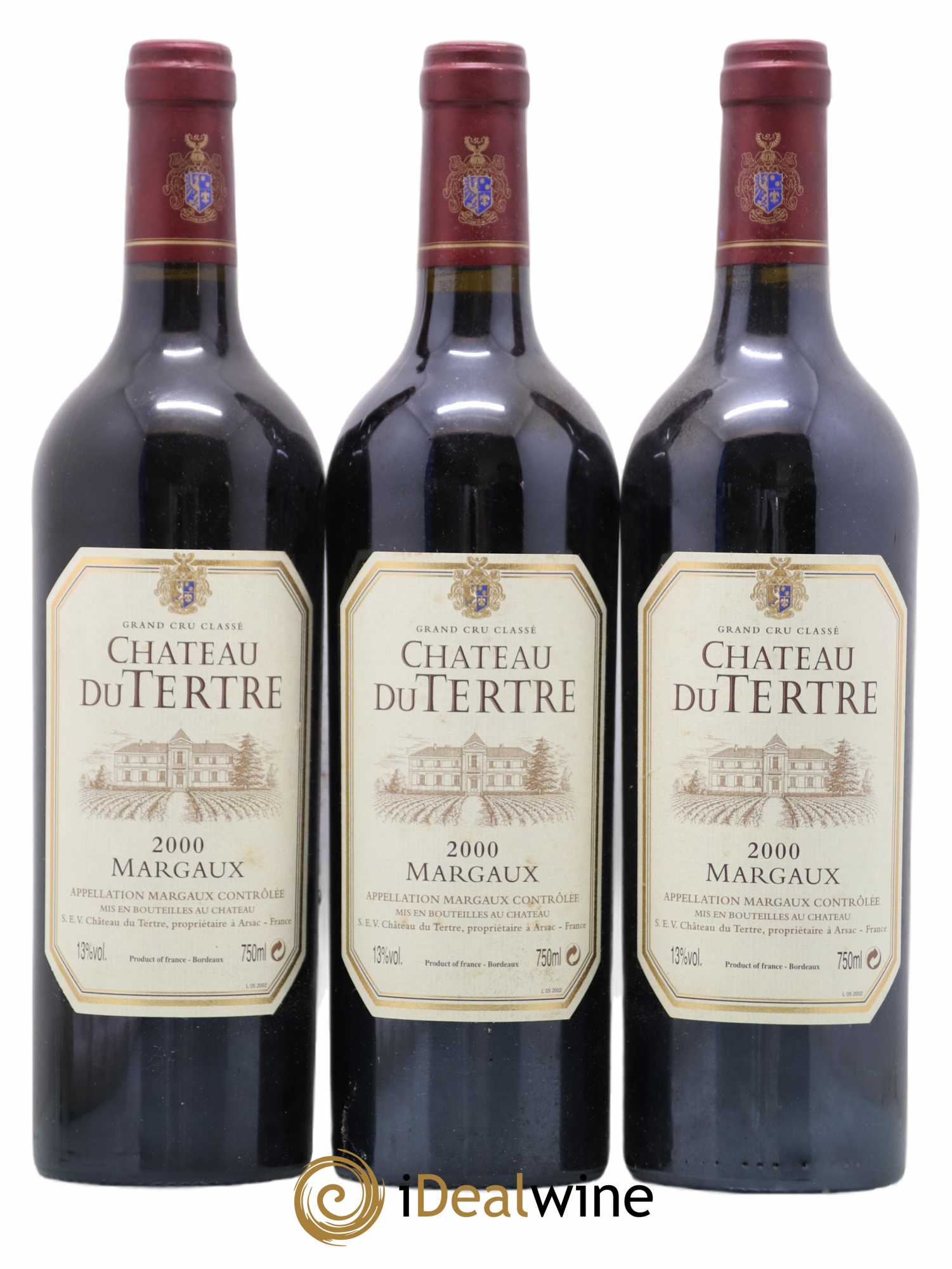 Château du Tertre 5ème Grand Cru Classé 2000 - Lot de 3 bouteilles - 0