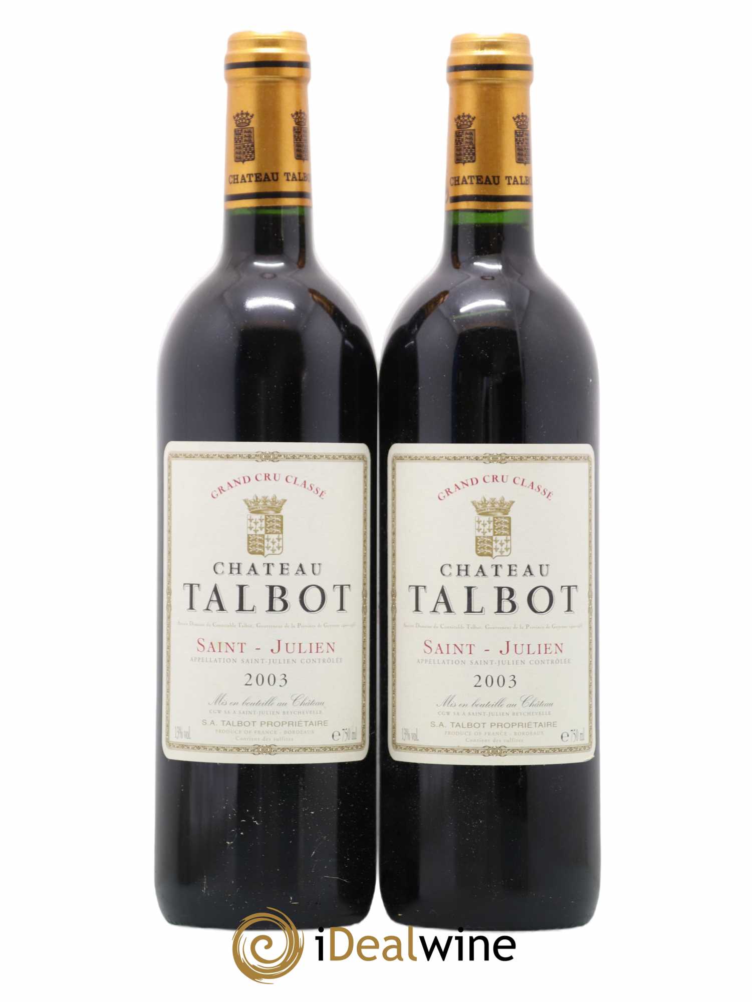 Château Talbot 4ème Grand Cru Classé 2003 - Lot de 2 bouteilles - 0