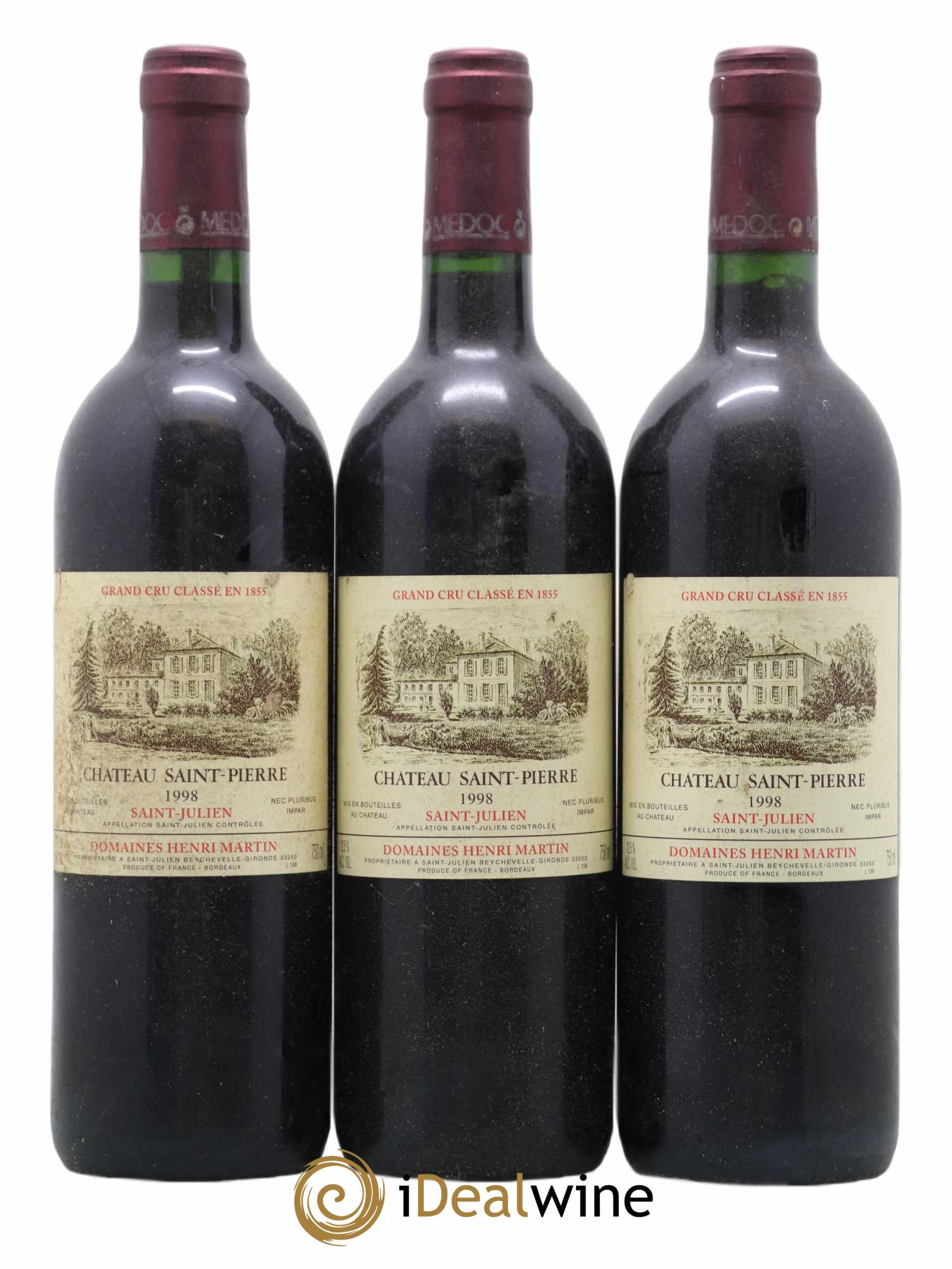 Château Saint-Pierre 4ème Grand Cru Classé 1998 - Lot de 3 bouteilles - 0