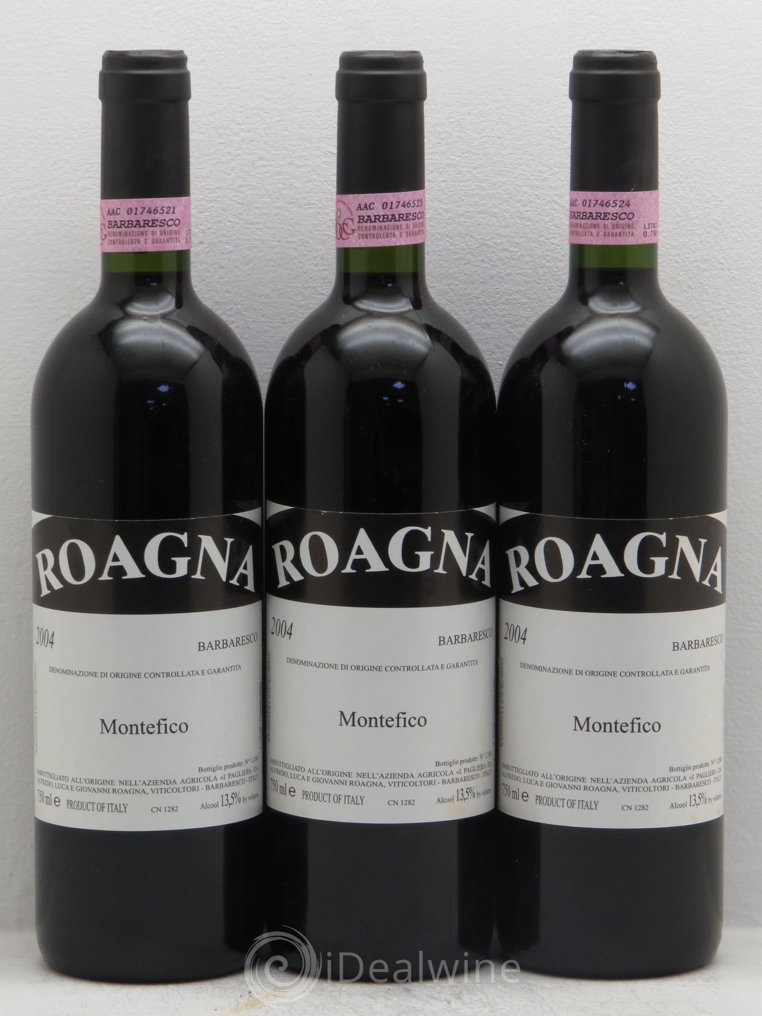 Barbaresco DOCG Montefico Roagna 2004 - Lot de 3 bouteilles - 0