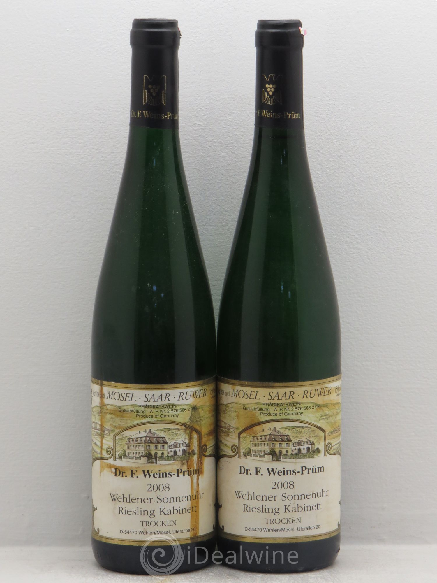 Riesling Wehlener Sonneuhr Kabinett Weins Prum Trocken 2008 - Posten von 2 Flaschen - 0