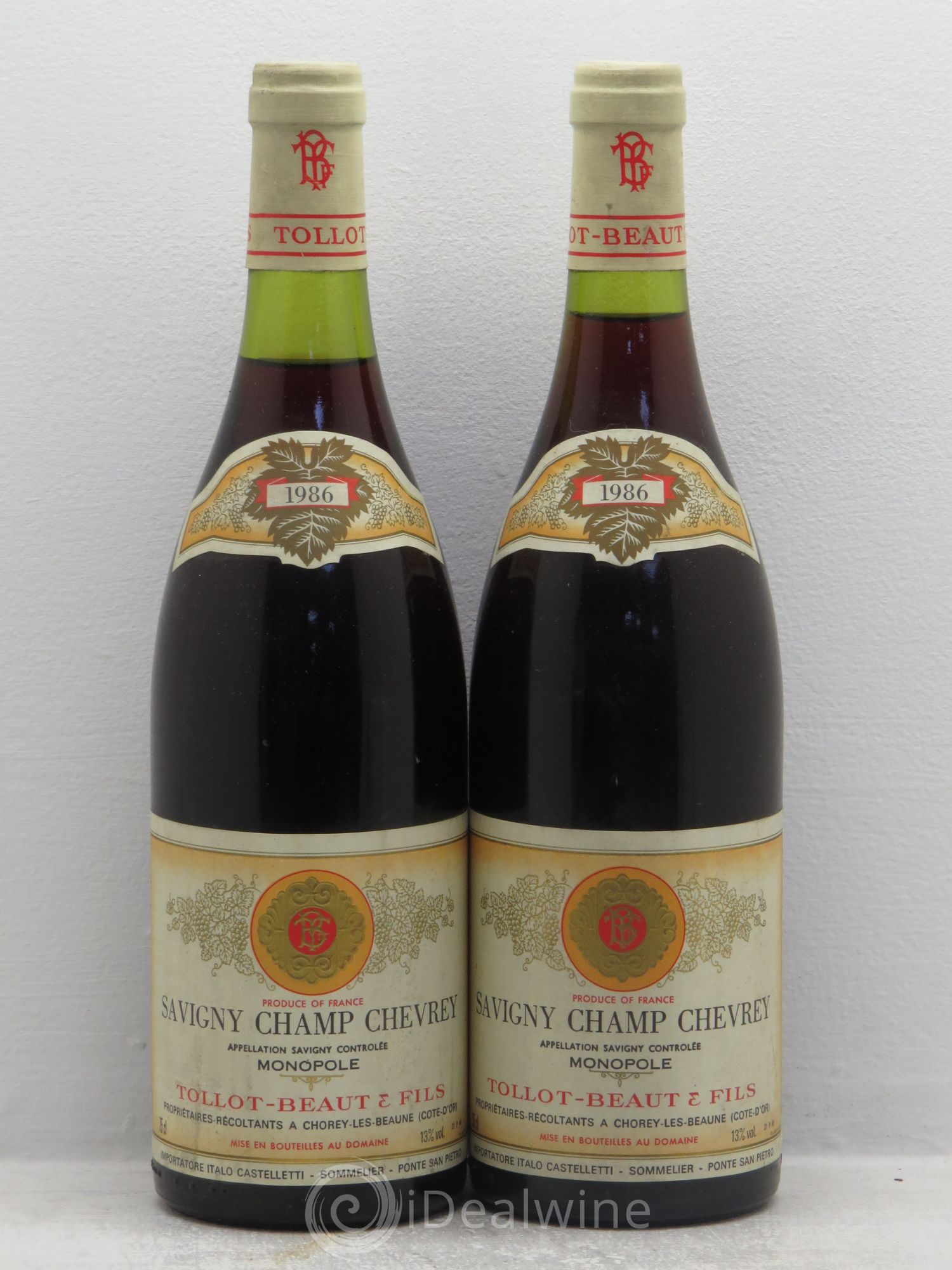 Savigny-lès-Beaune Champ Chevrey Tollot-Beau 1986 - Posten von 2 Flaschen - 0