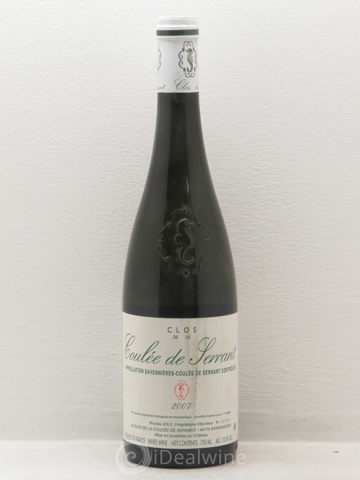 Savennières Clos de la Coulée de Serrant Vignobles de la Coulée de Serrant - Nicolas Joly 2007 - Lot de 1 bouteille - 0