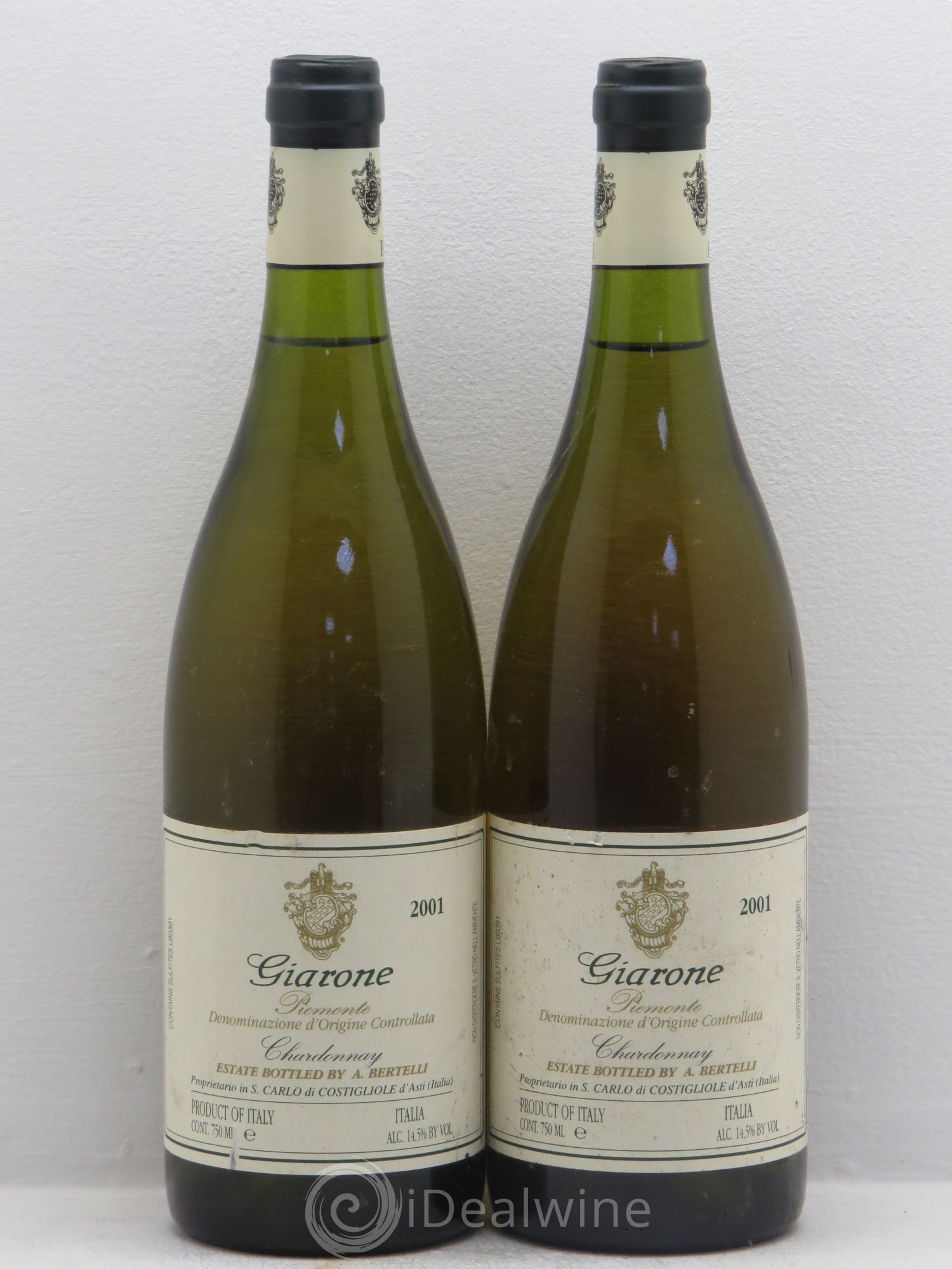 Italie Chardonnay Giarone Bertelli Piemonte Doc 2001 - Posten von 2 Flaschen - 0