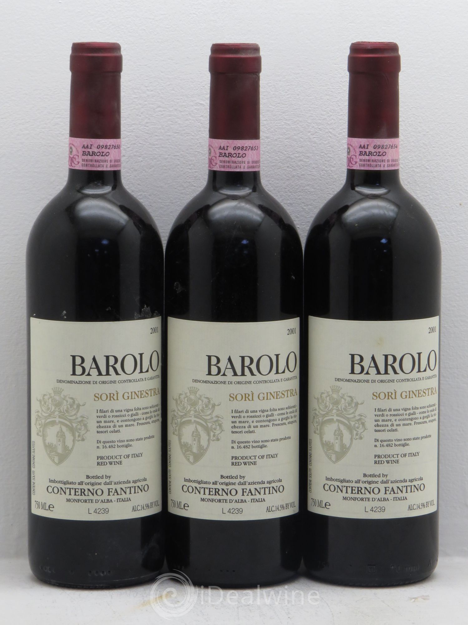 Barolo Sorì Ginestra Conterno Fantino 2001 - Posten von 3 Flaschen - 0