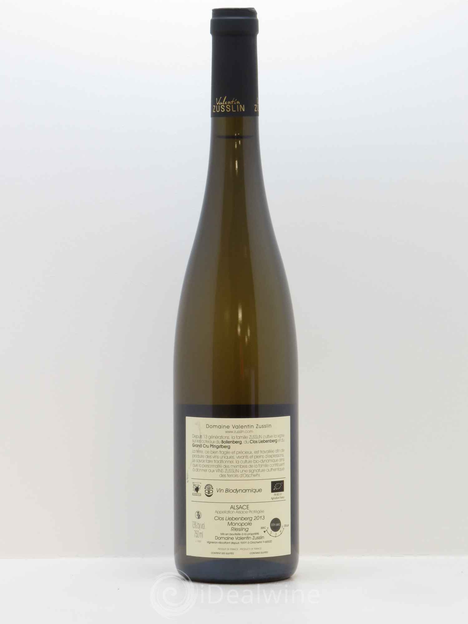 Alsace Riesling Clos Liebenberg Valentin Zusslin (Domaine) 2013 - Lot de 1 bouteille - 1
