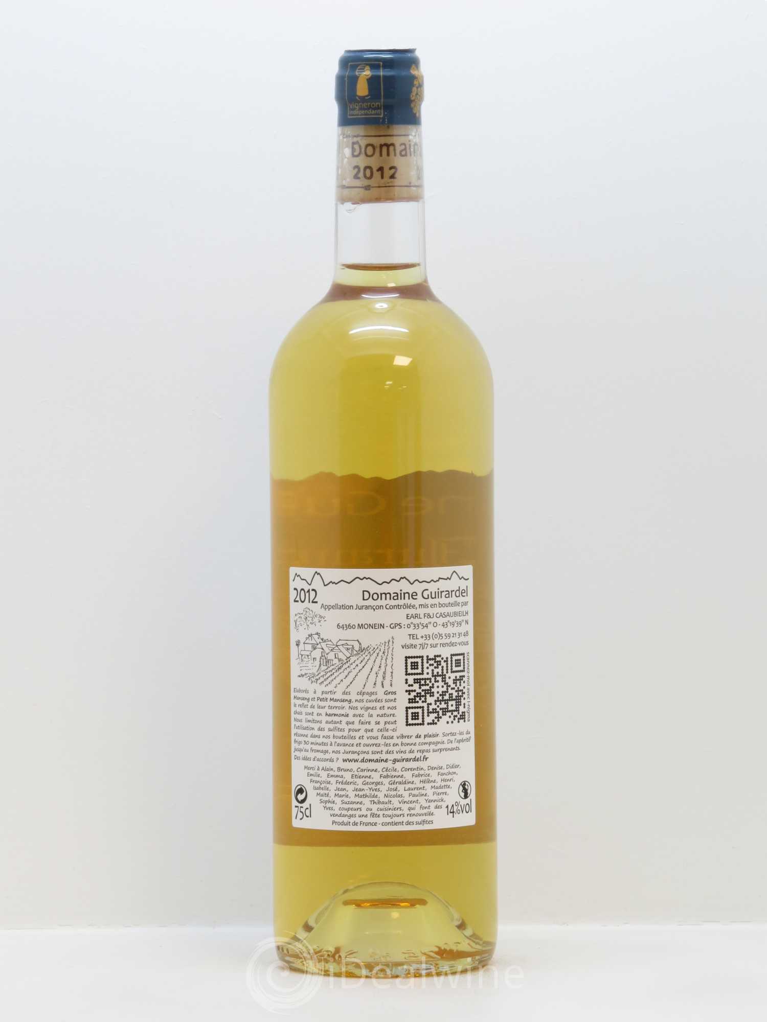 Jurançon Sec dé Prat Guirardel (Domaine) 2012 - Lot de 1 bouteille - 1