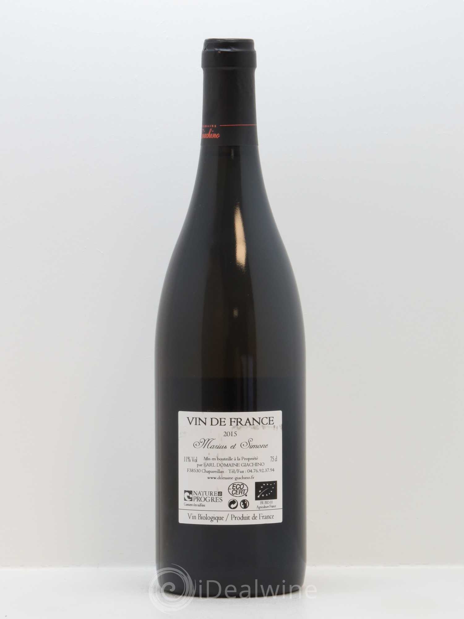 Vin de France (anciennement Vin de Savoie) Marius et Simone Giachino 2015 - Lot de 1 bouteille - 1