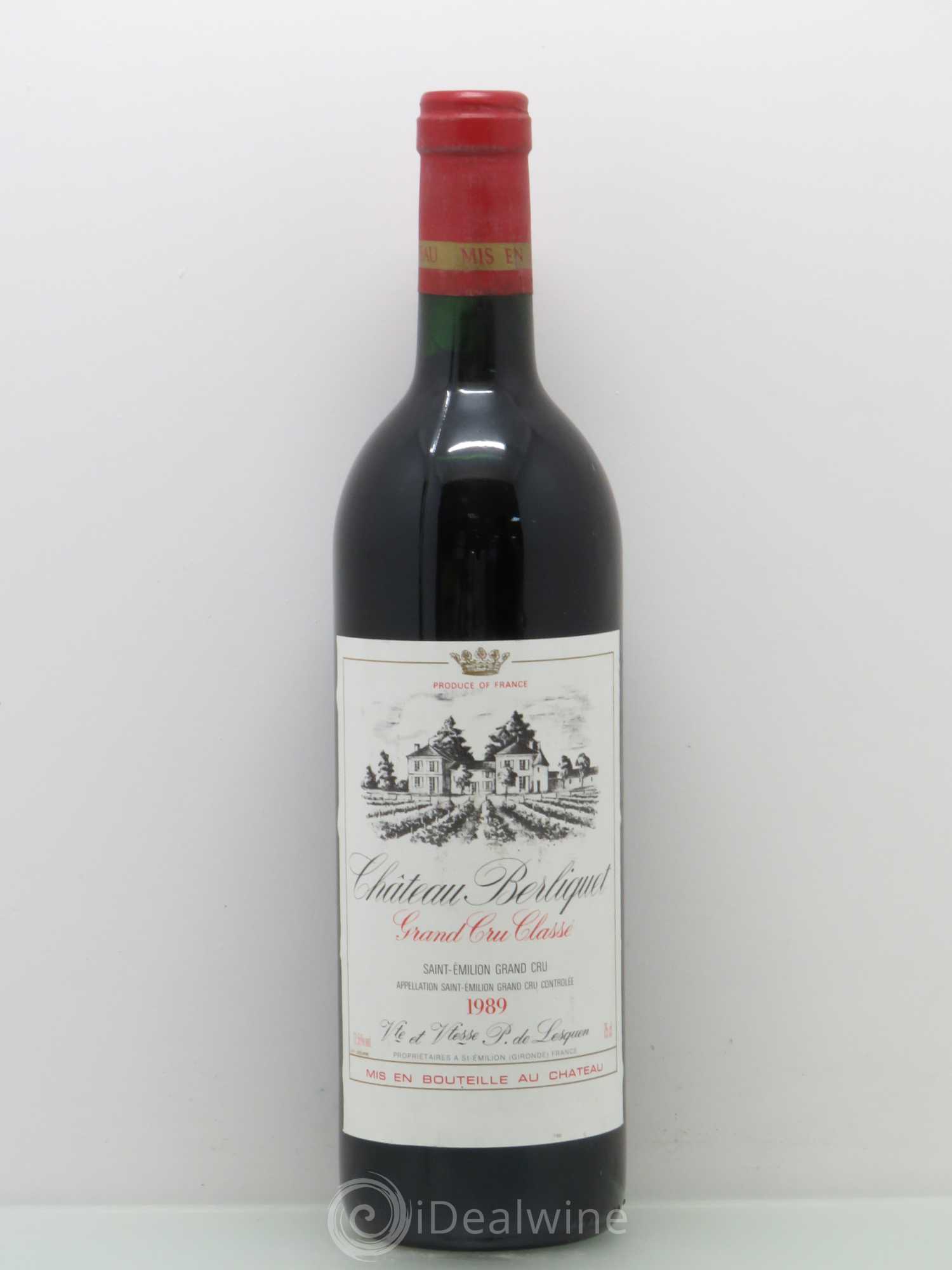 Château Berliquet Grand Cru Classé 1989 - Lot de 1 bouteille - 0