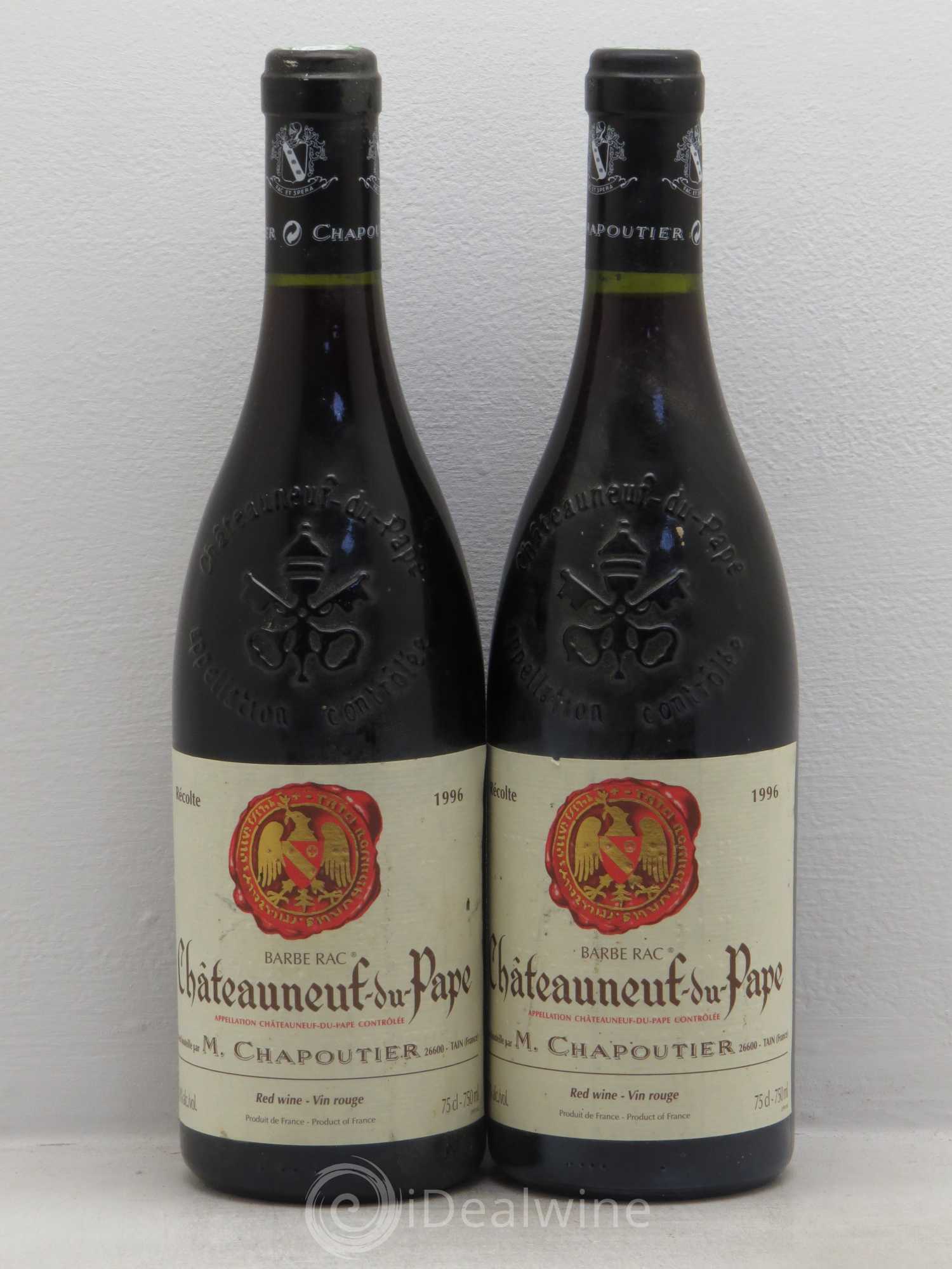 Châteauneuf-du-Pape Barbe Rac Chapoutier 1996 - Lot de 2 bouteilles - 0