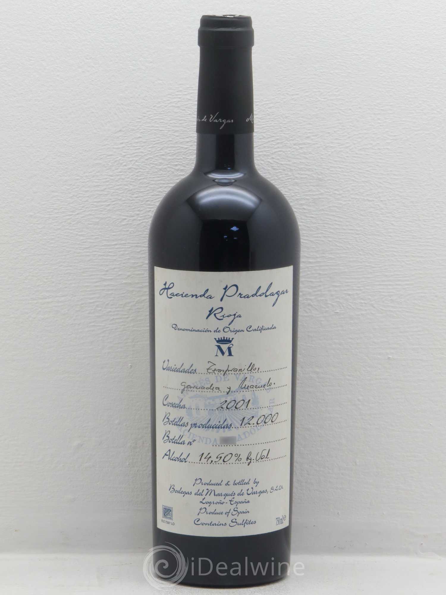 Rioja DOCA Marques de Vargas Pradolugar Reserva 2001 - Lotto di 1 bottiglia - 0