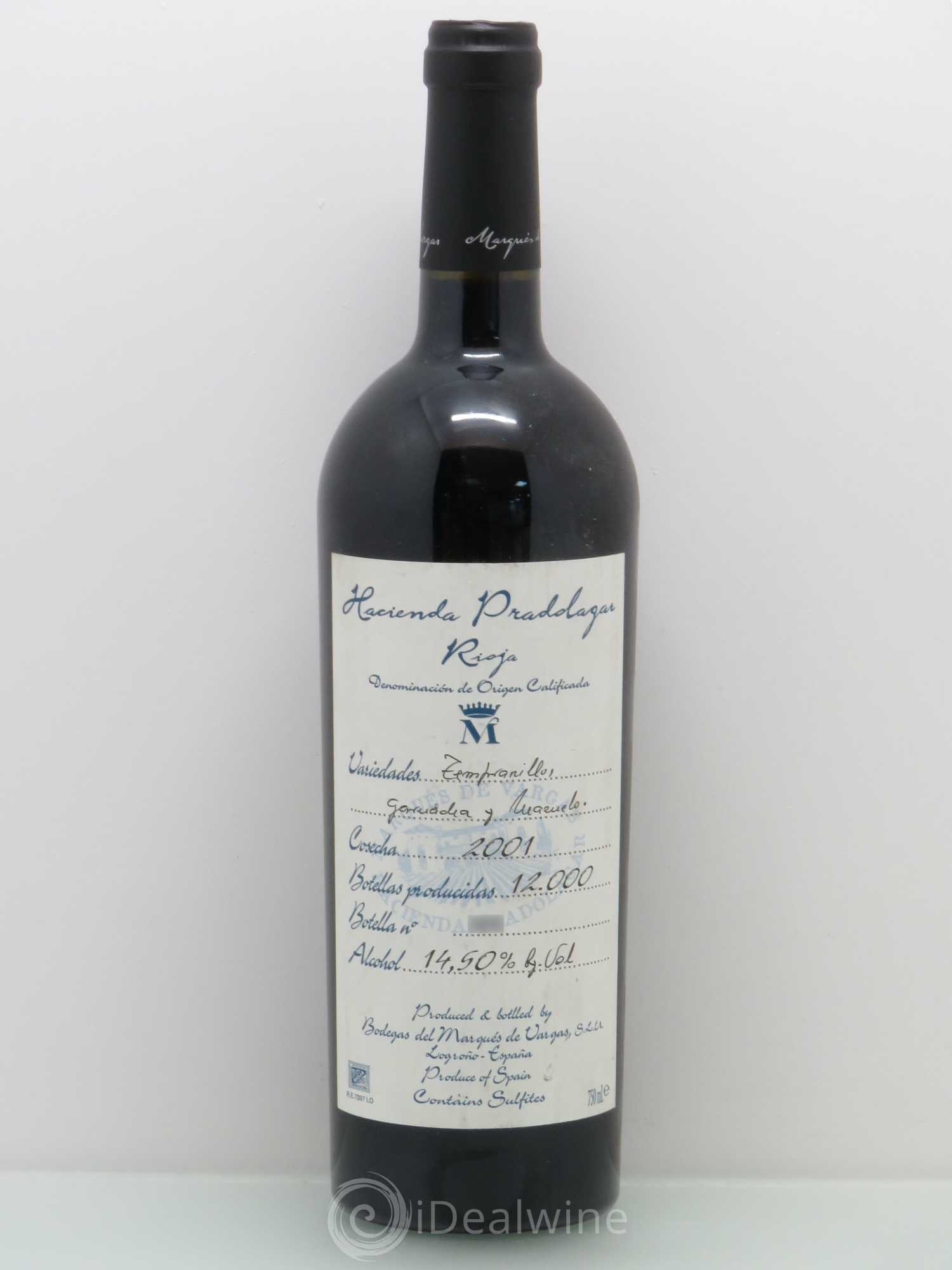 Rioja DOCA Marques De Vargas Reserva Pradolugar 2001 - Lot de 1 bouteille - 0