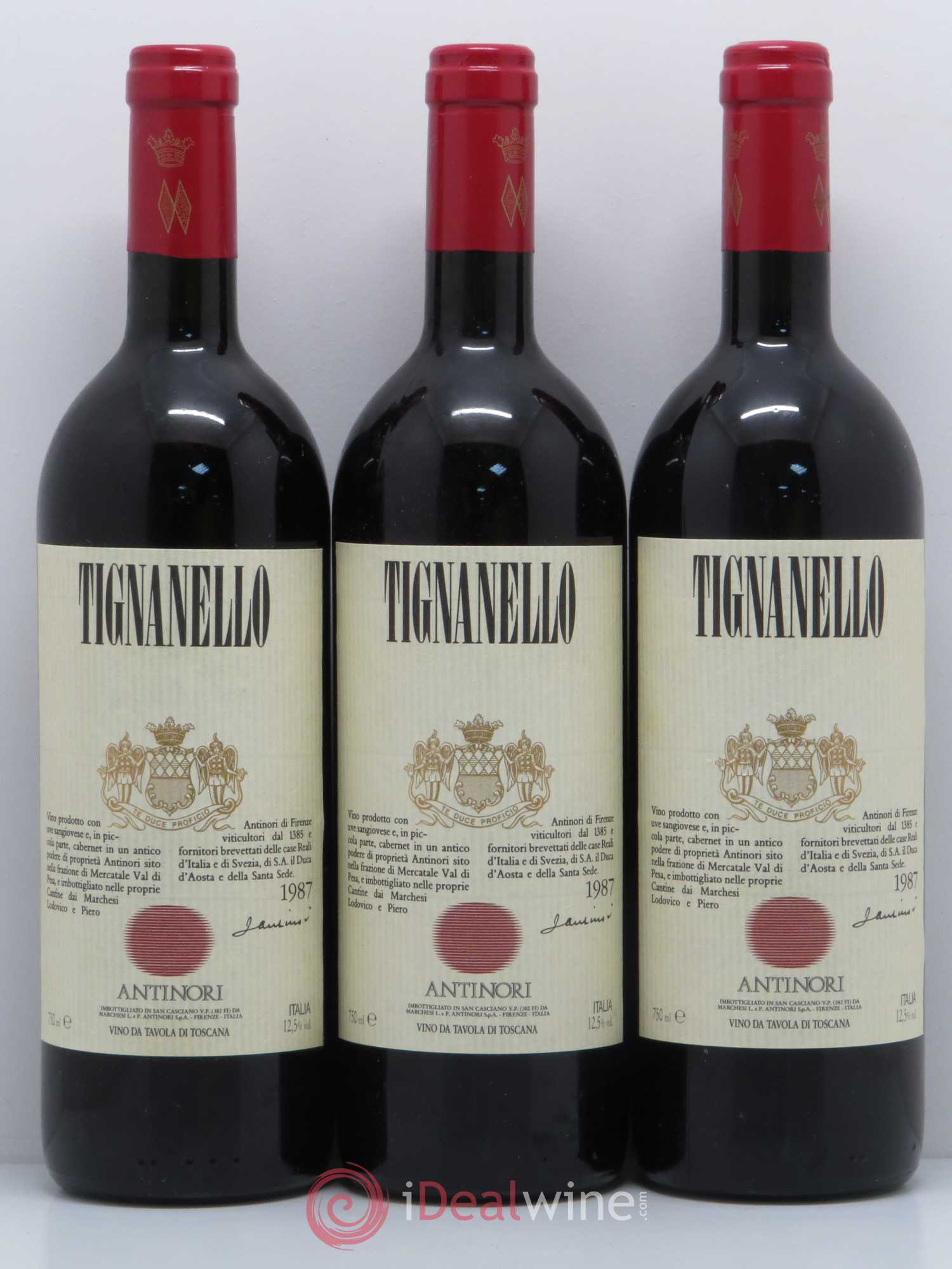 Toscana IGT Tignanello Tenuta Tignanello - Marchesi Antinori 1987 - Lot de 3 bouteilles - 0