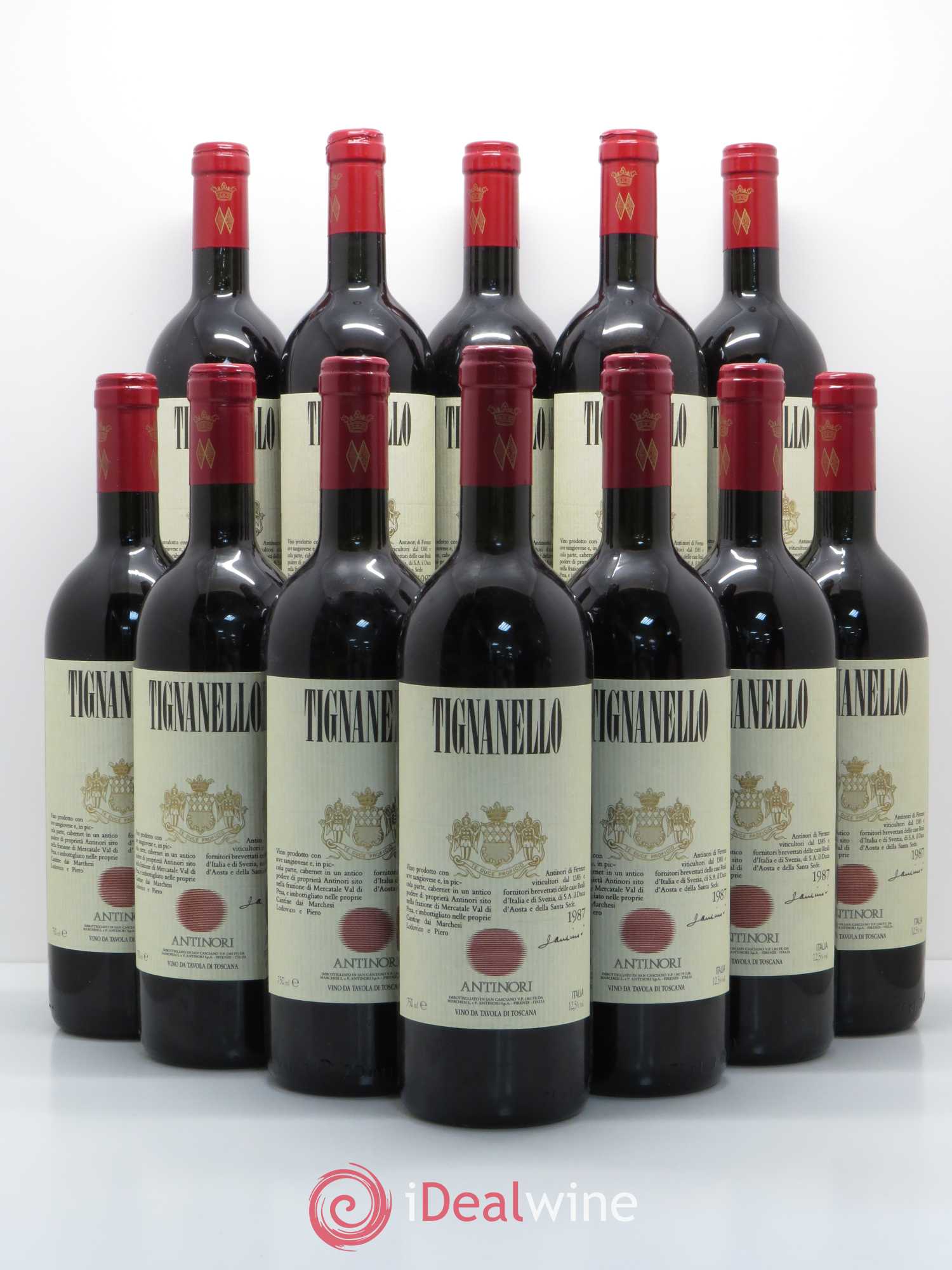 Toscana IGT Tignanello Tenuta Tignanello - Marchesi Antinori 1987 - Lot de 12 bouteilles - 0