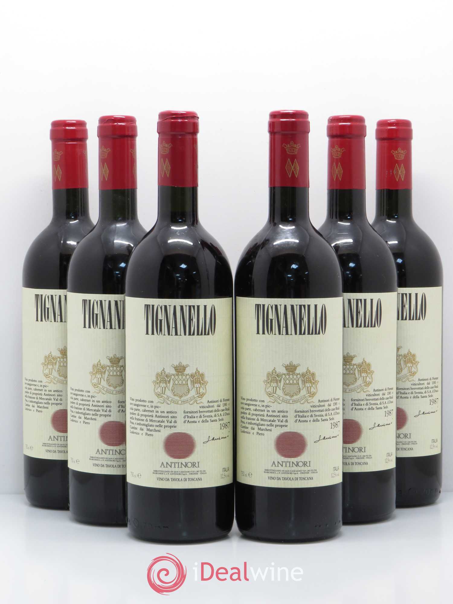 Toscana IGT Tignanello Tenuta Tignanello - Marchesi Antinori 1987 - Lot de 6 bouteilles - 0