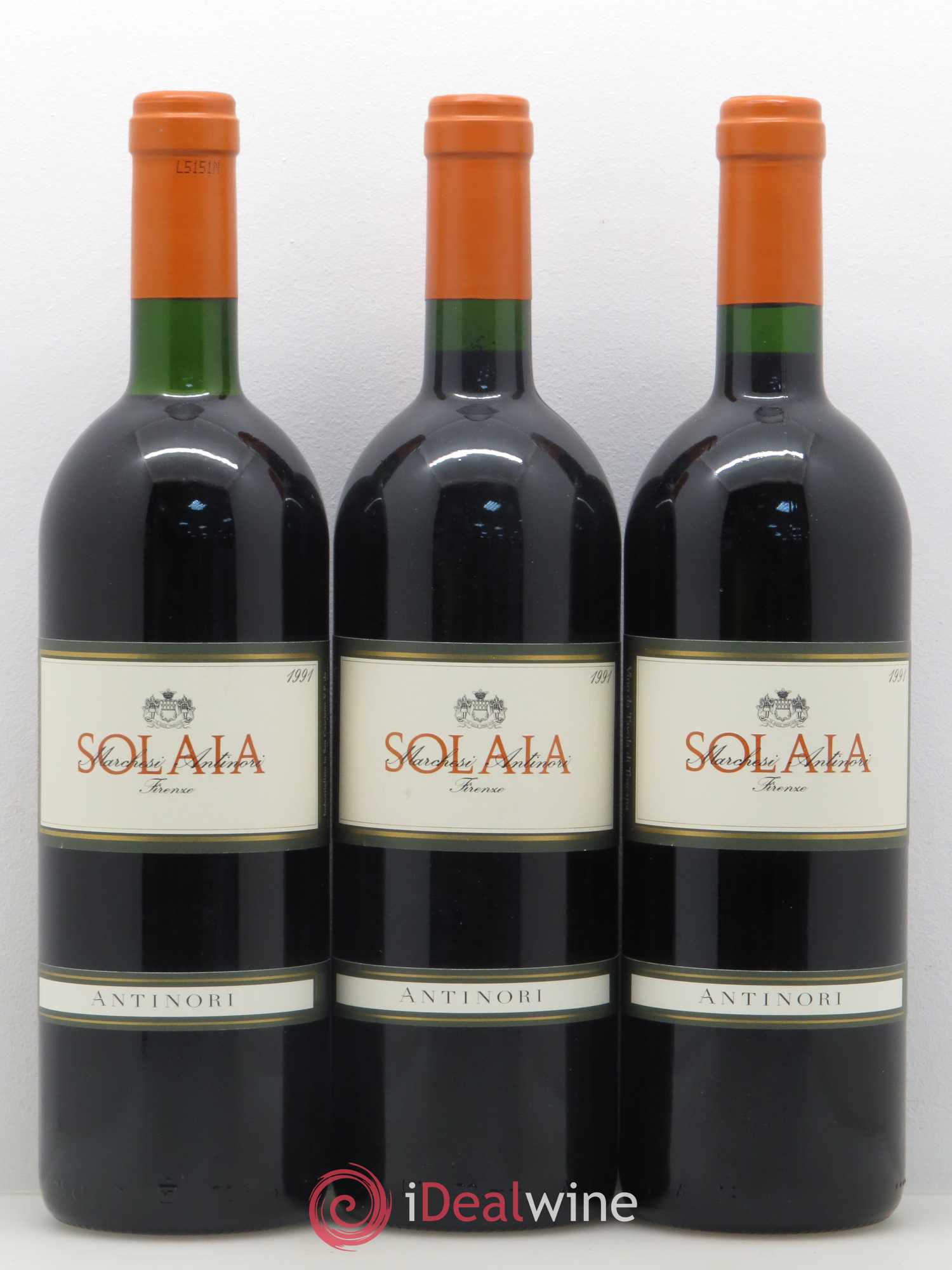 Toscana IGT Solaia Tenuta Tignanello - Marchesi Antinori 1991 - Lot de 3 bouteilles - 0