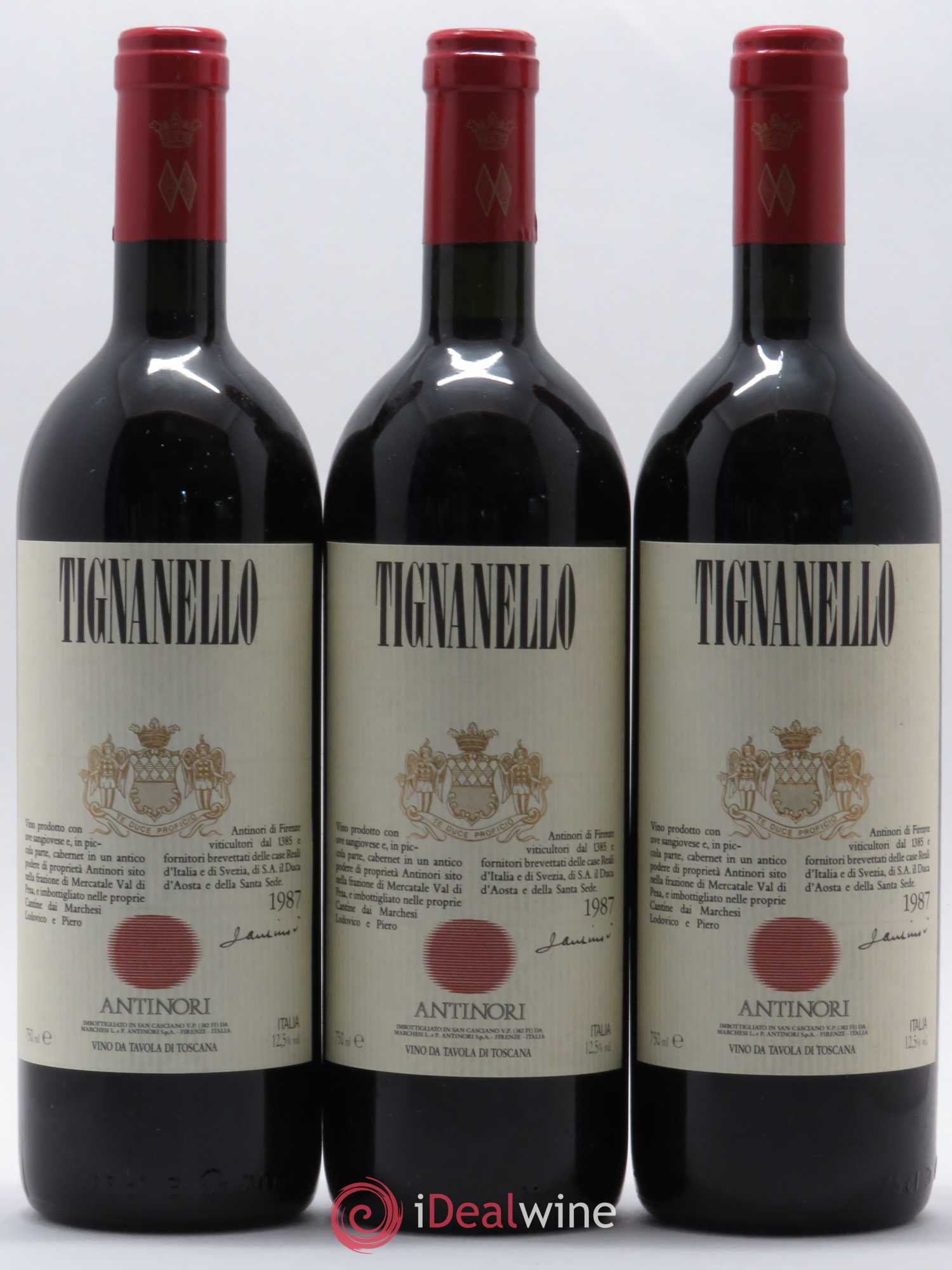 Toscana IGT Tignanello Tenuta Tignanello - Marchesi Antinori 1987 - Lot de 3 bouteilles - 0