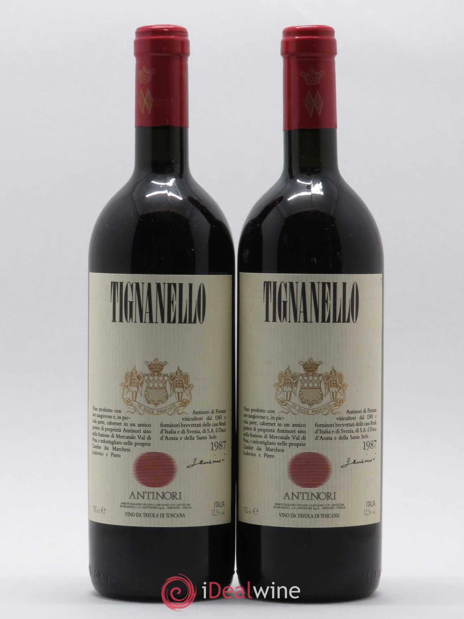 Toscana IGT Tignanello Tenuta Tignanello - Marchesi Antinori 1987 - Lot de 2 bouteilles - 0