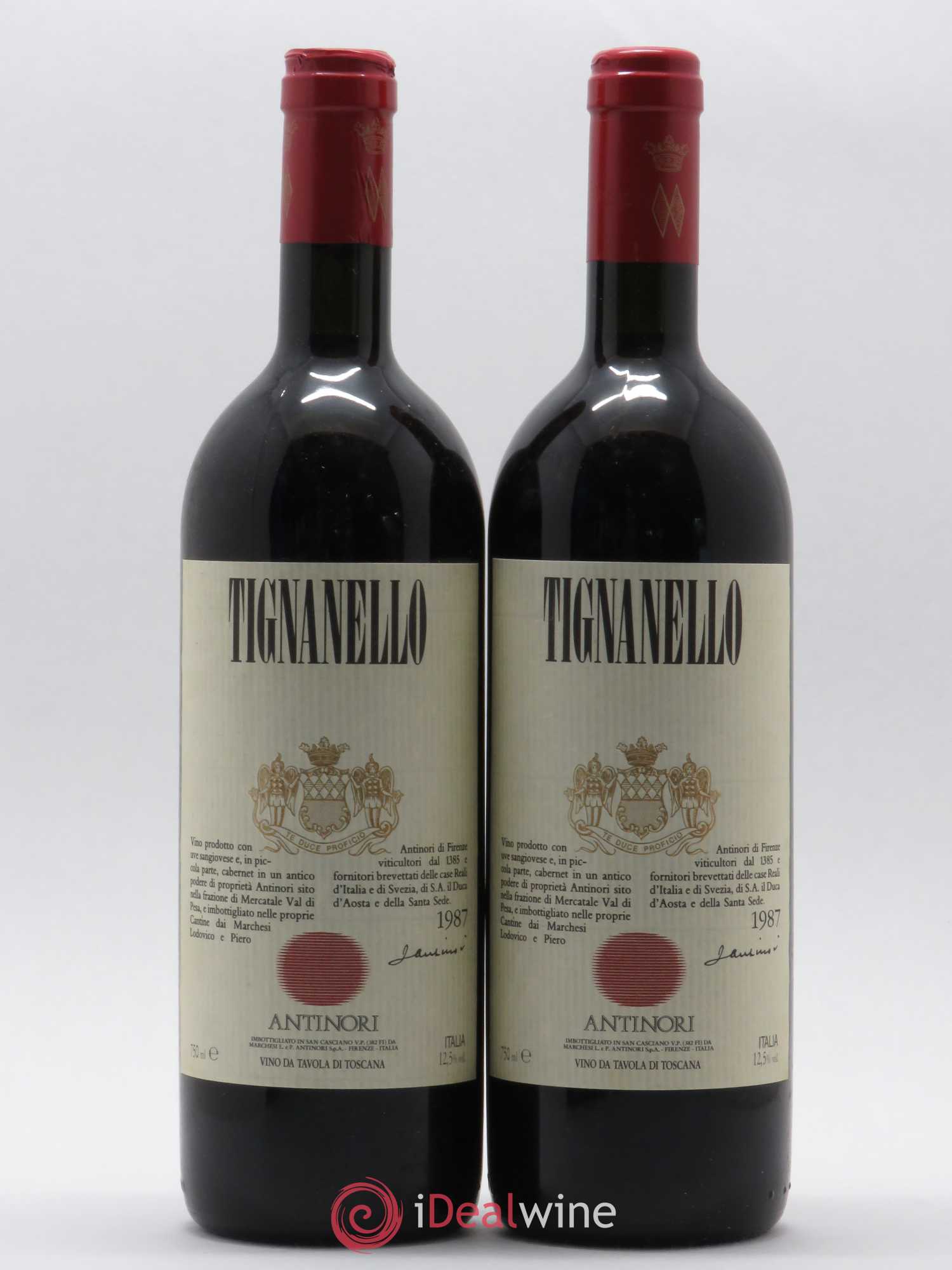 Toscana IGT Tignanello Tenuta Tignanello - Marchesi Antinori 1987 - Lot de 2 bouteilles - 0