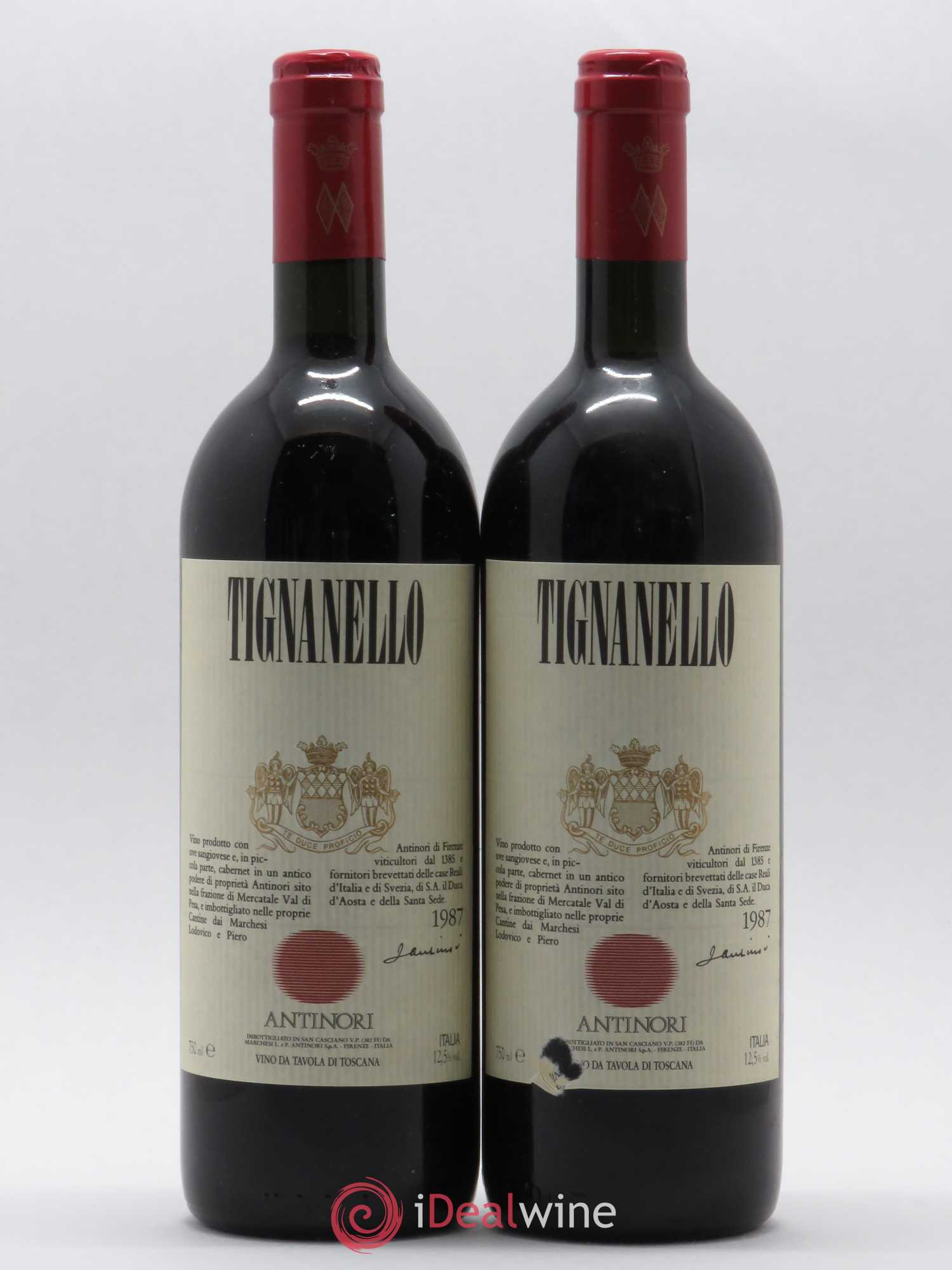 Toscana IGT Tignanello Tenuta Tignanello - Marchesi Antinori 1987 - Lot de 2 bouteilles - 0