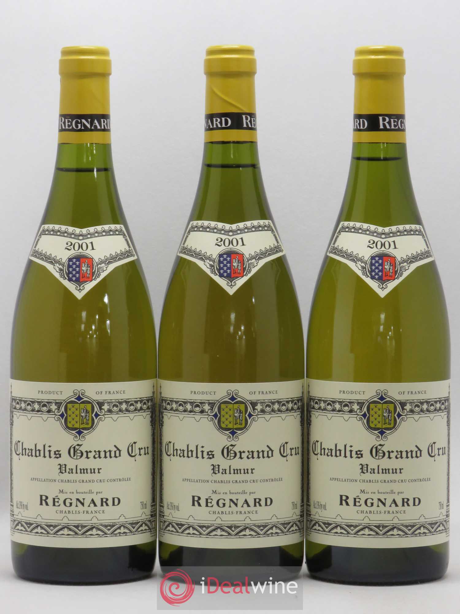 Chablis Grand Cru Valmur Régnard 2001 - Lot de 3 bouteilles - 0