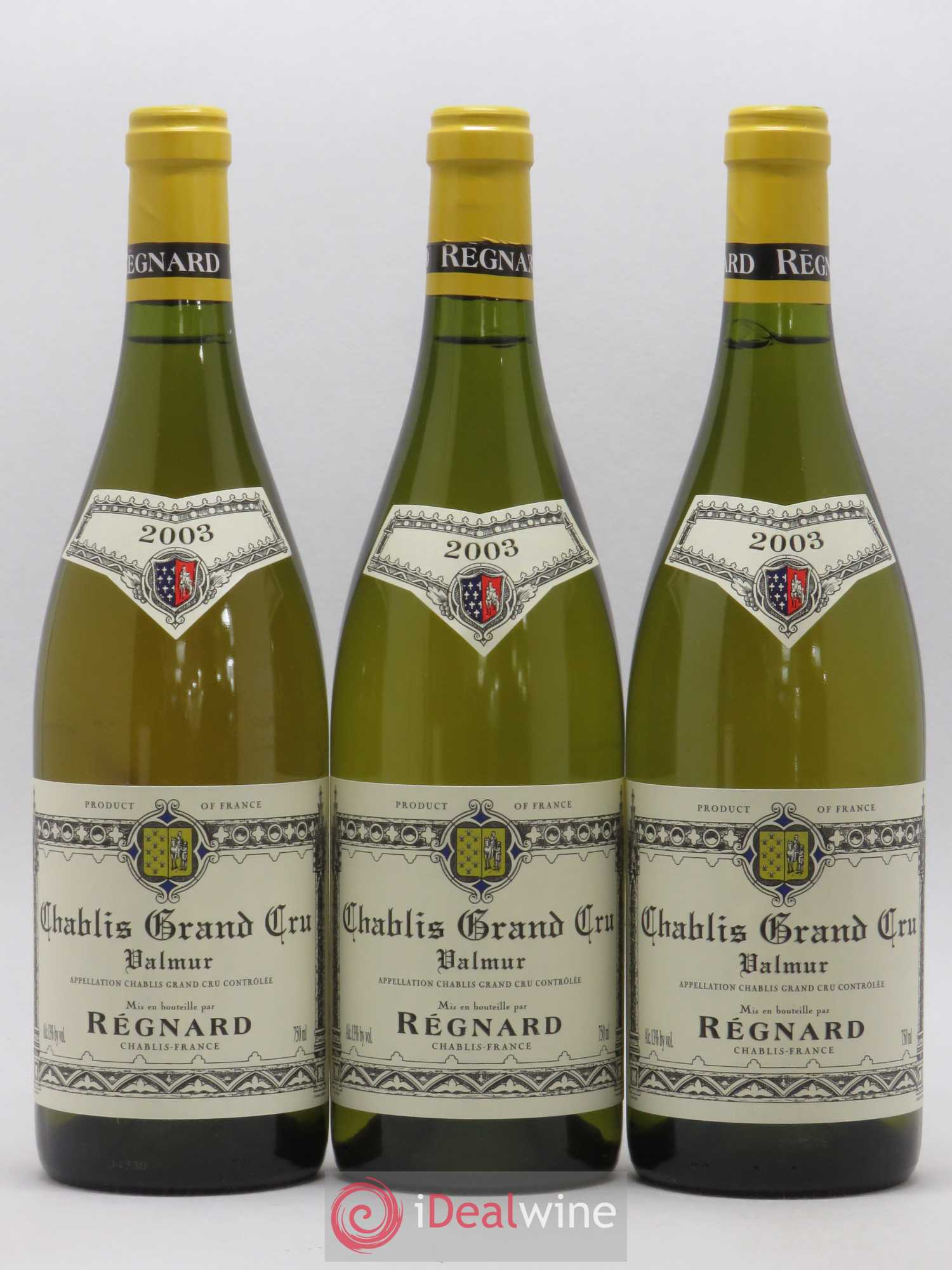 Chablis Grand Cru Valmur Régnard 2003 - Lot de 3 bouteilles - 0