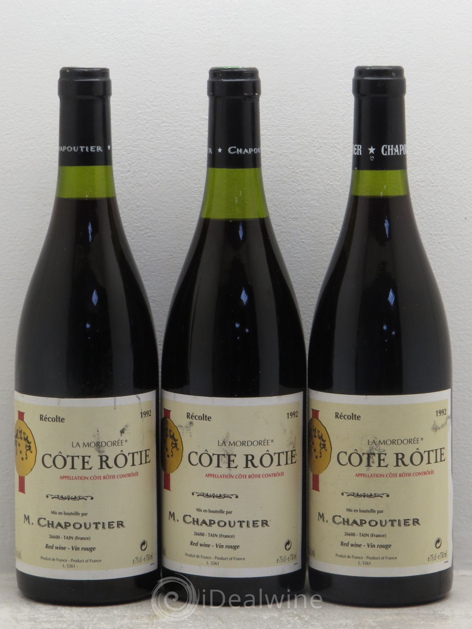Côte-Rôtie La Mordorée Chapoutier 1992 - Lot de 3 bouteilles - 0
