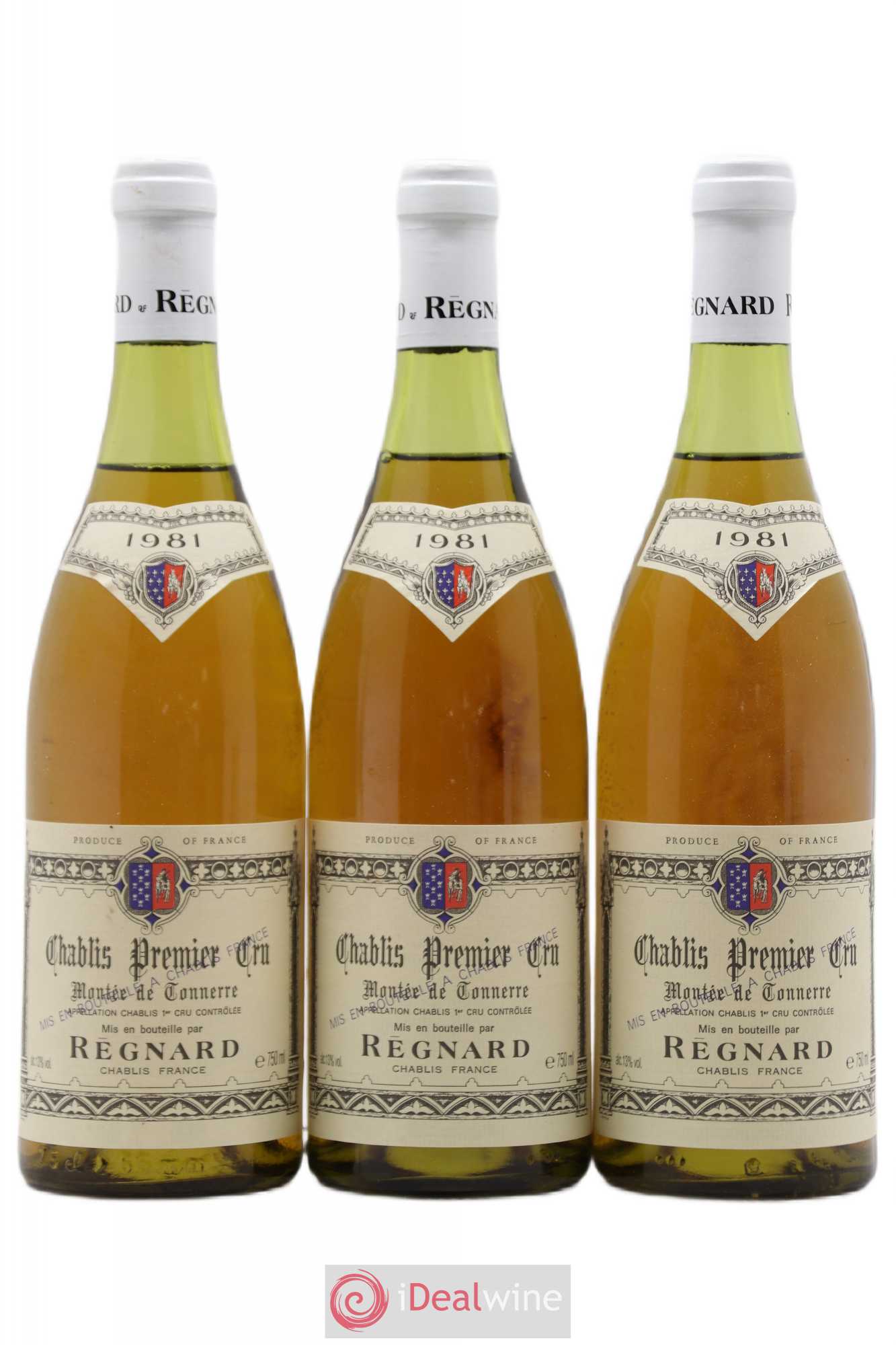 Chablis 1er Cru Montée de Tonnerre Regnard 1981 - Posten von 3 Flaschen - 0