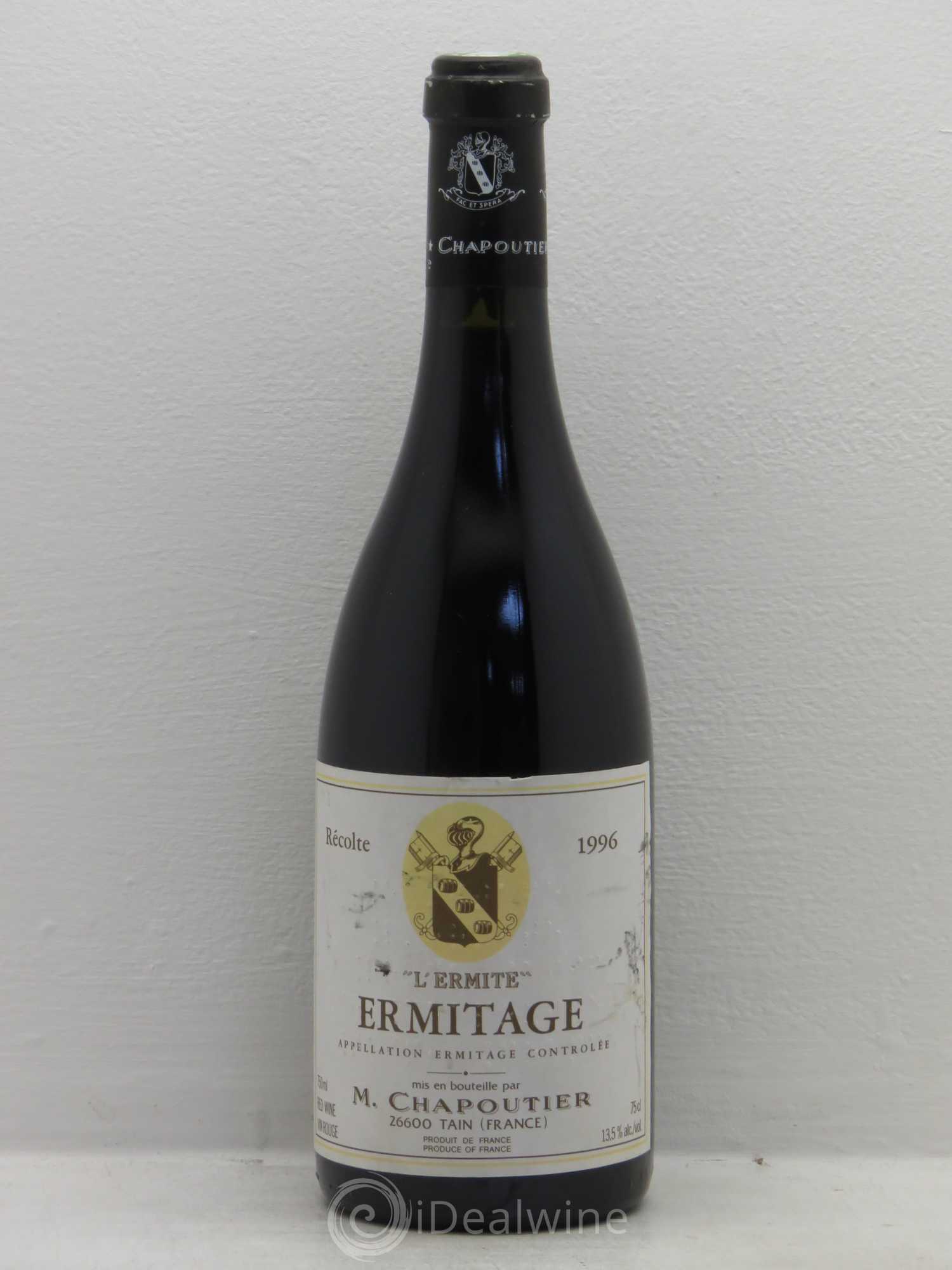 Hermitage Ermitage l'Ermite Chapoutier 1996 - Lot de 1 bouteille - 0