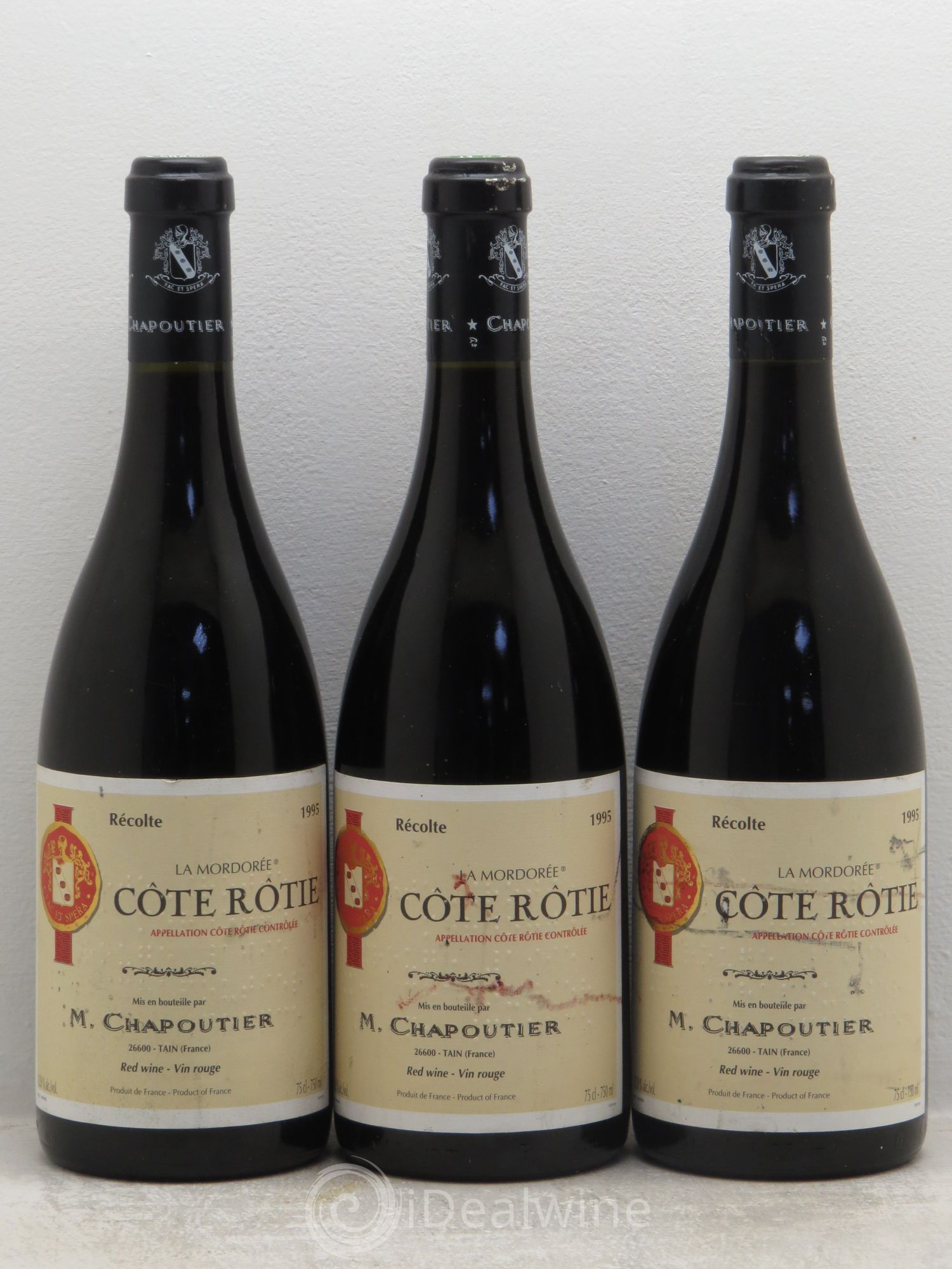 Côte-Rôtie La Mordorée Chapoutier 1995 - Lot de 3 bouteilles - 0