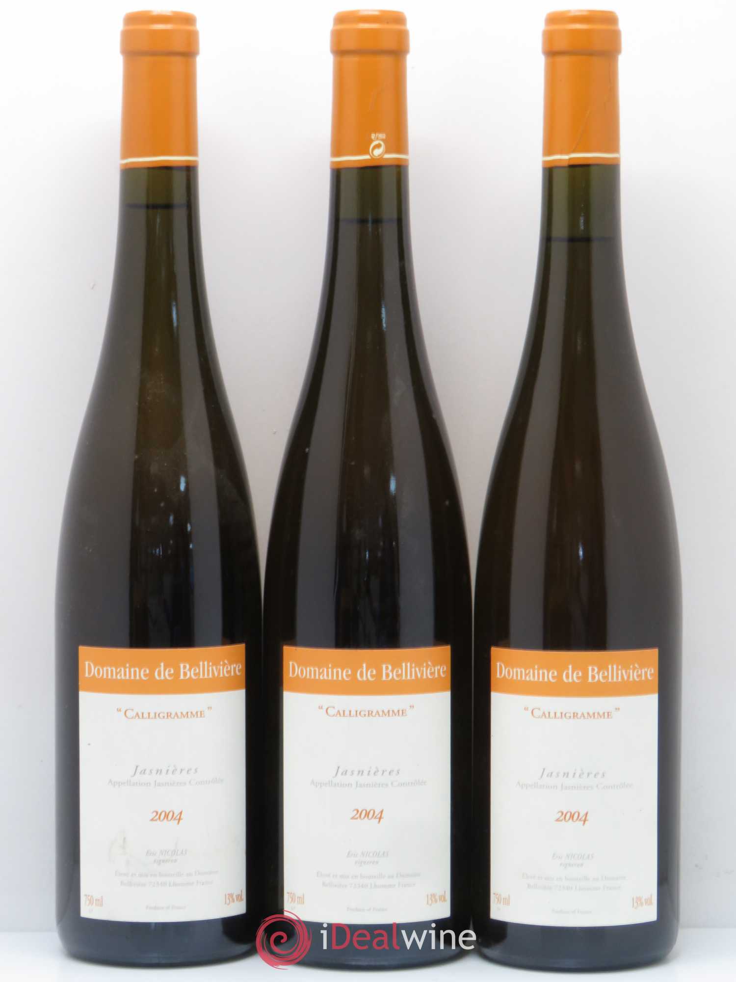 Jasnières Calligramme Domaine de Bellivière 2004 - Lot de 3 bouteilles - 0