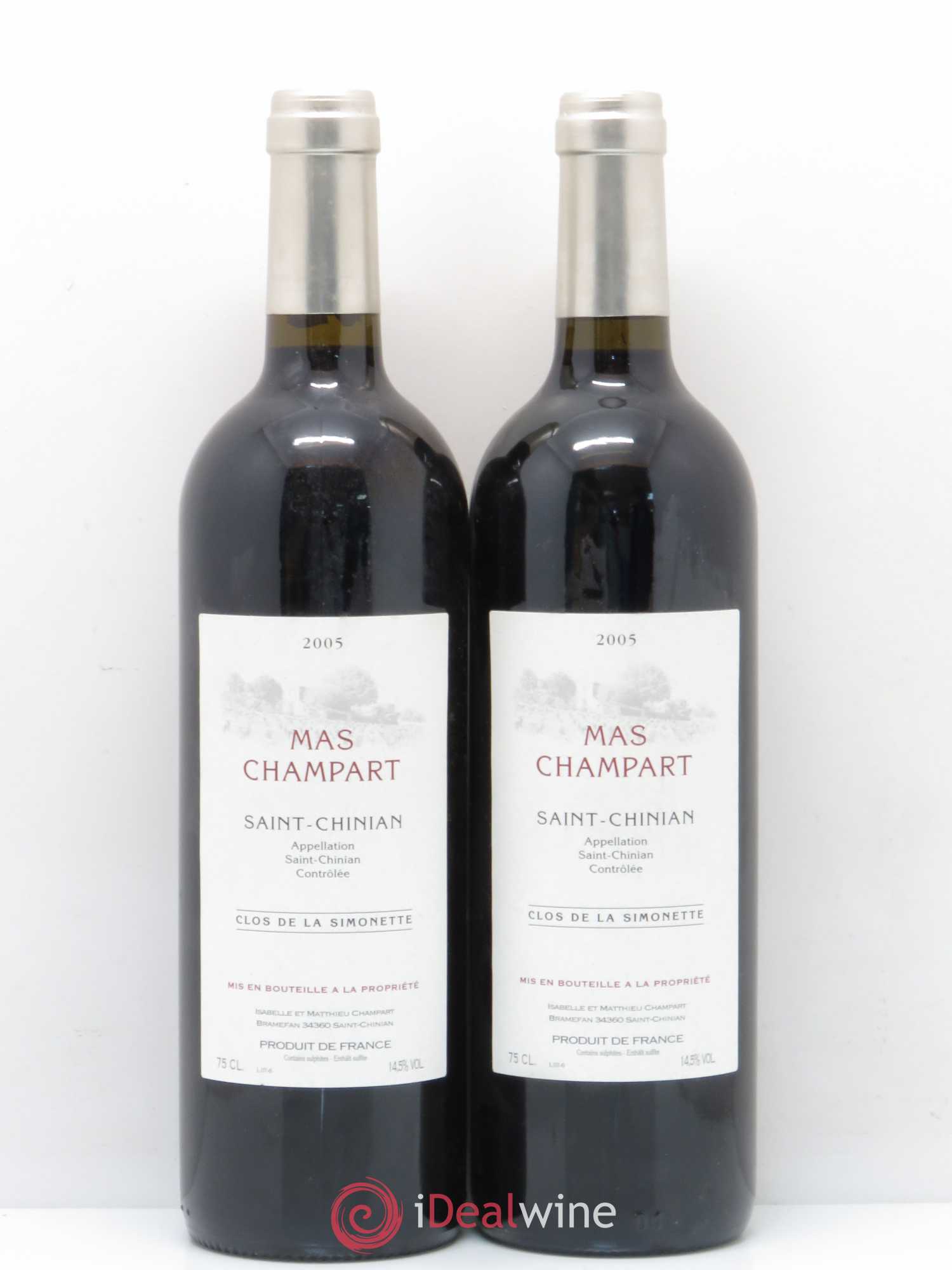 Saint-Chinian Clos de La Simonette Mas Champart 2005 - Posten von 2 Flaschen - 0