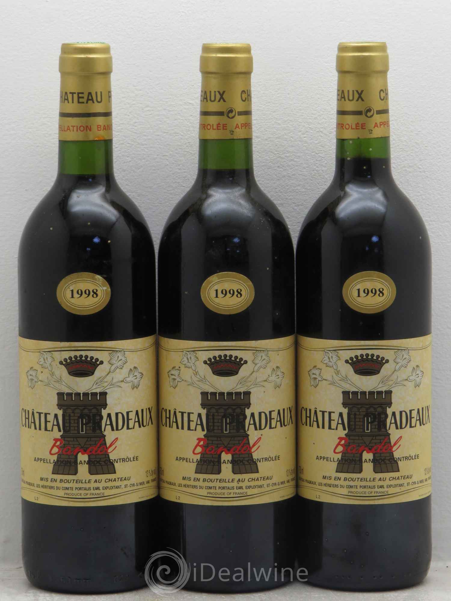 Bandol Château Pradeaux Famille Portalis 1998 - Lot de 3 bouteilles - 0
