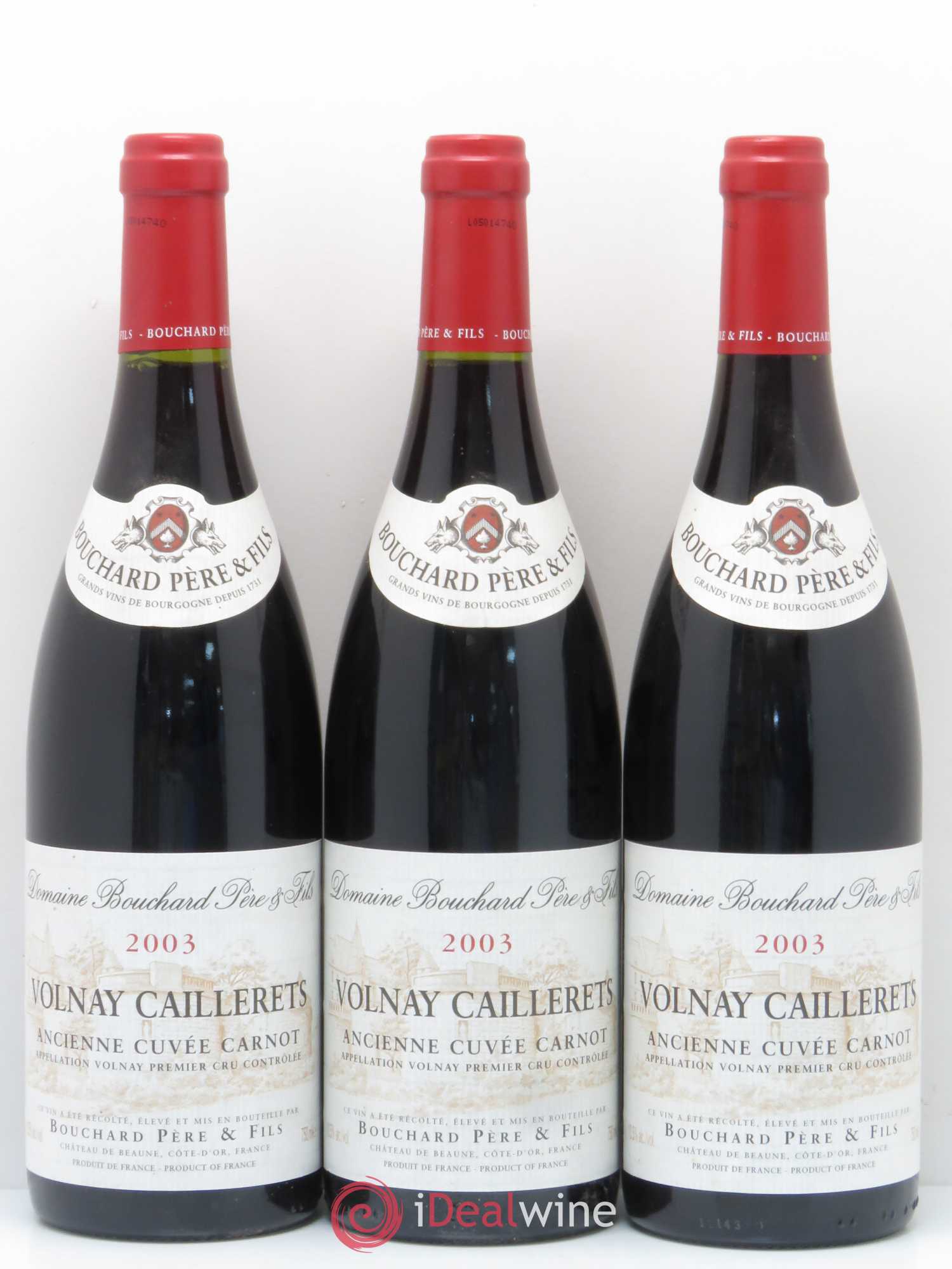 Volnay 1er Cru Caillerets - Ancienne Cuvée Carnot Bouchard Père & Fils 2003 - Lot de 3 bouteilles - 0
