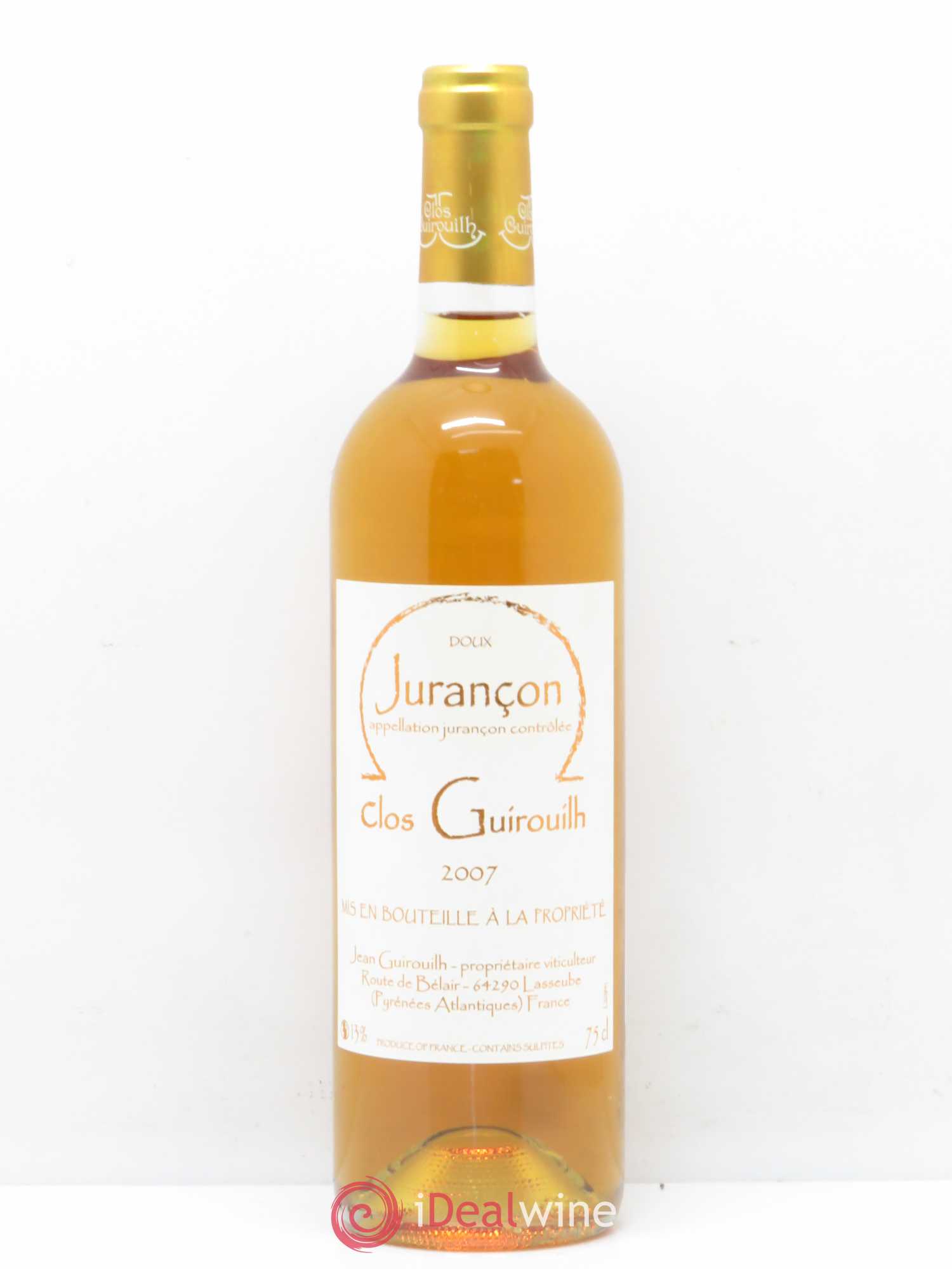 Jurançon Clos Guirouilh (sans prix de réserve) 2007 - Posten von 1 Flasche - 0