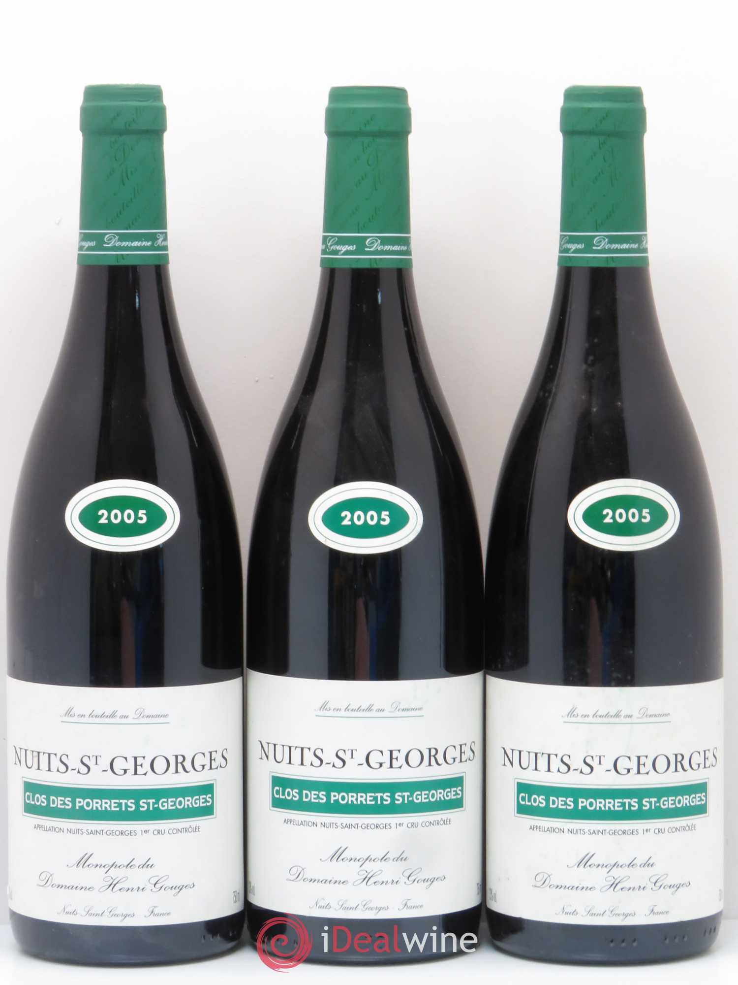 Nuits-Saint-Georges 1er Cru Clos des Porrets St Georges Henri Gouges 2005 - Lot de 3 bouteilles - 0