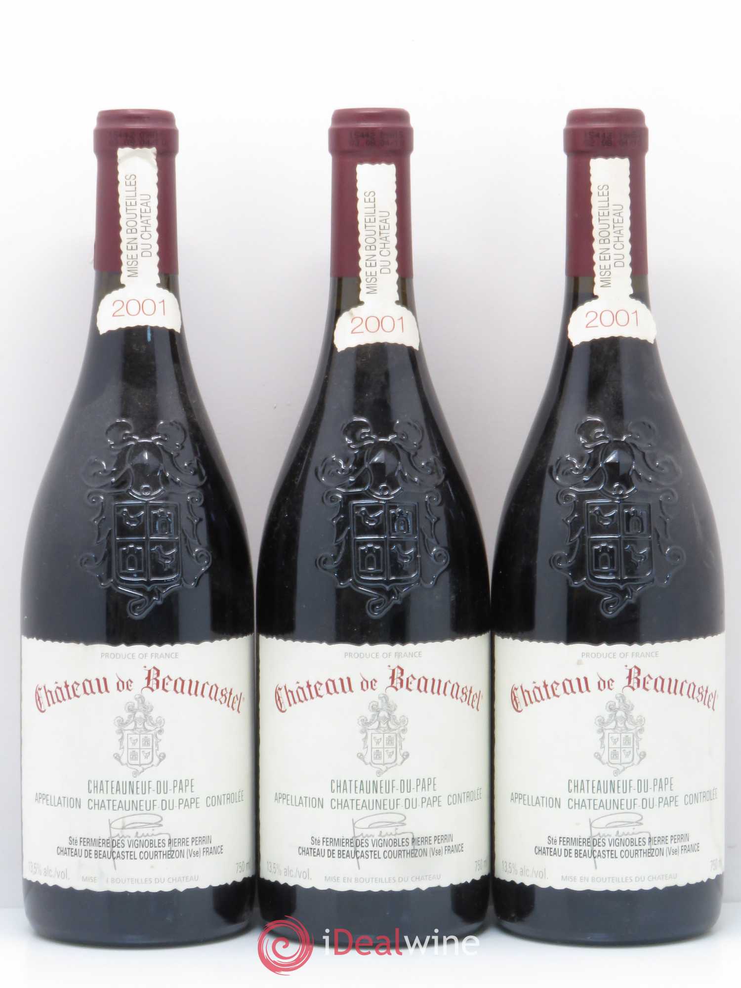 Châteauneuf-du-Pape Château de Beaucastel Famille Perrin 2001 - Lot de 3 bouteilles - 0