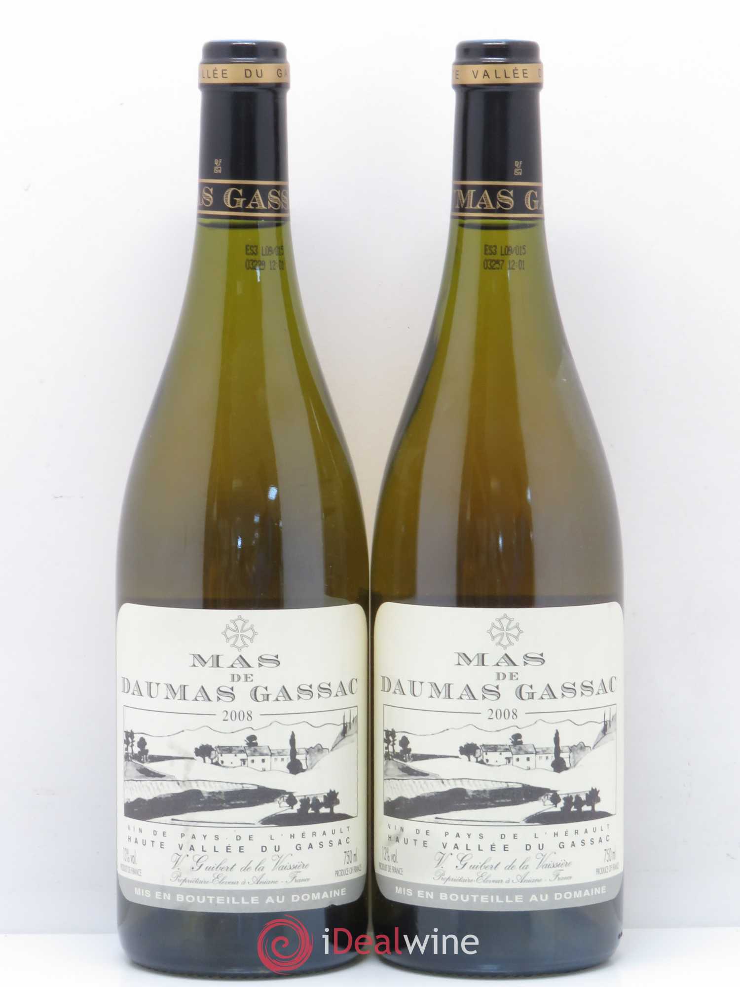 Saint-Guilhem-le-Désert - Cité d'Aniane Mas Daumas Gassac Famille Guibert de La Vaissière 2008 - Lot de 2 bouteilles - 0