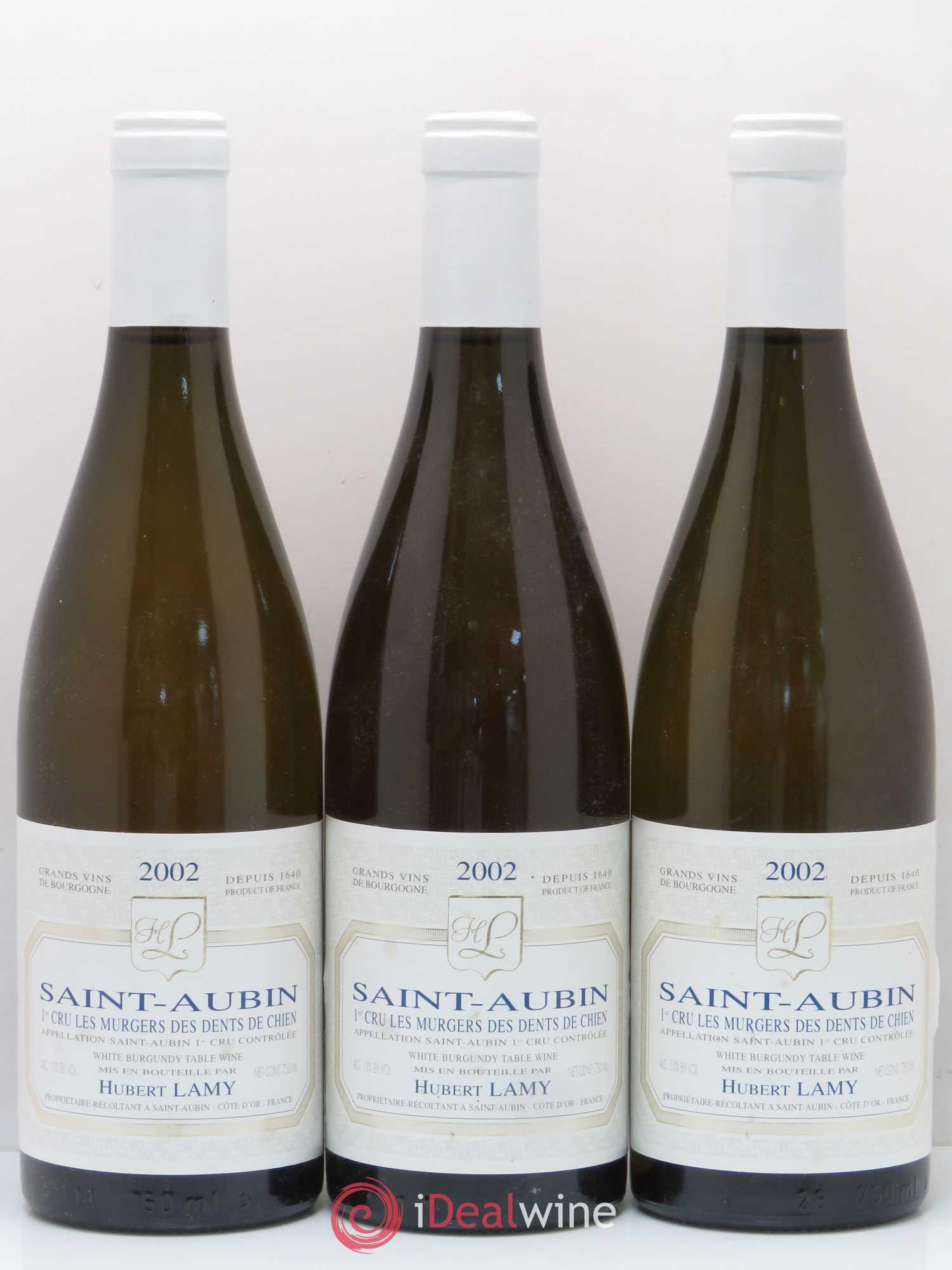 Saint-Aubin 1er Cru Les Murgers des Dents de Chien Domaine Hubert Lamy 2002 - Posten von 3 Flaschen - 0