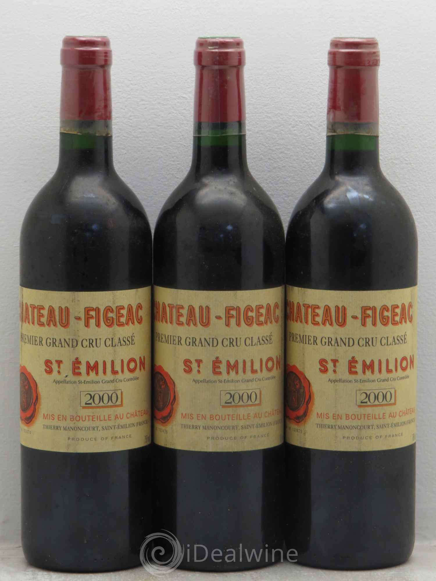 Château Figeac 1er Grand Cru Classé A 2000 - Lot de 3 bouteilles - 0