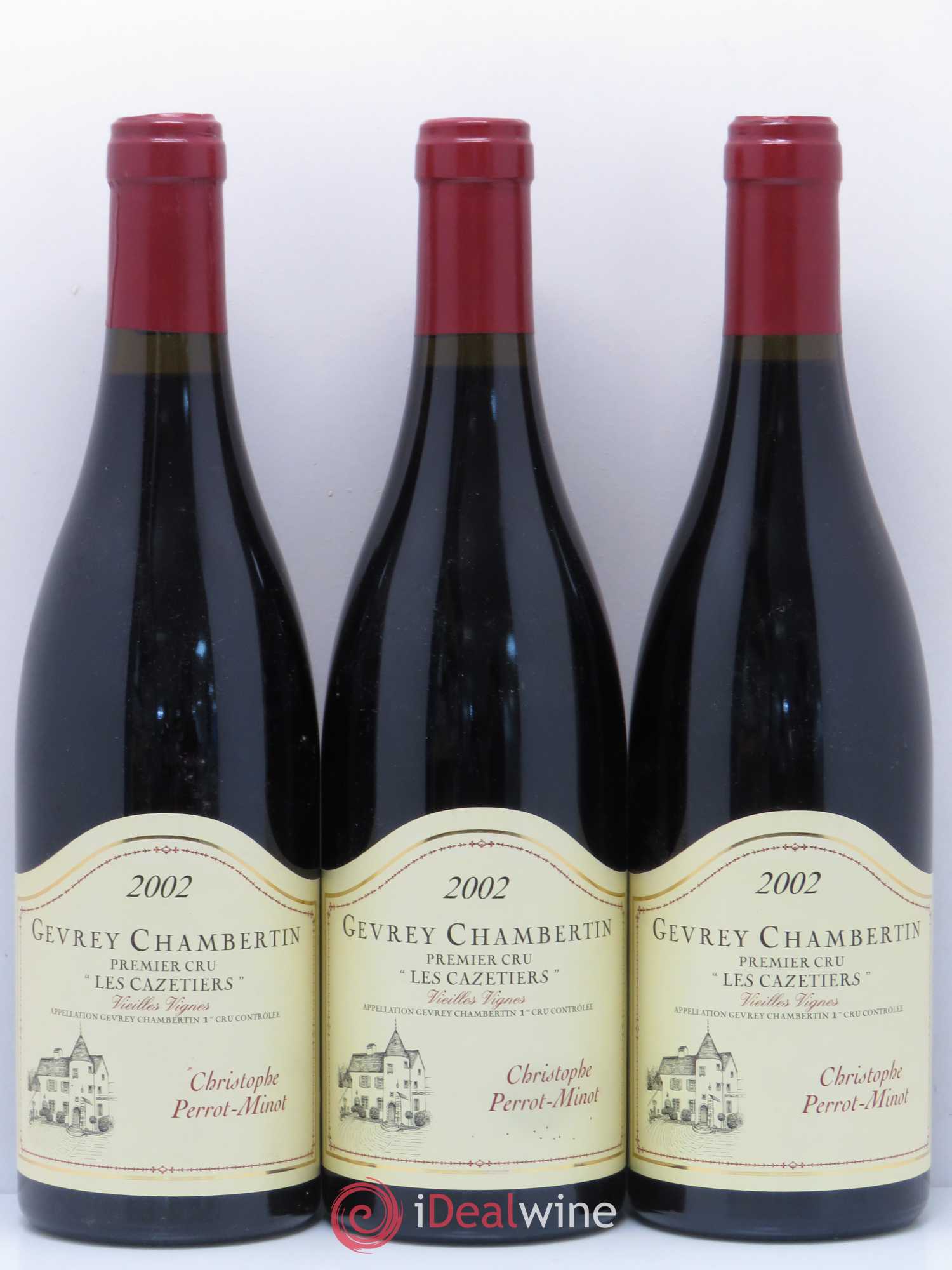 Gevrey-Chambertin 1er Cru Les Cazetiers Domaine Christophe Perrot Minot 2002 - Posten von 3 Flaschen - 0